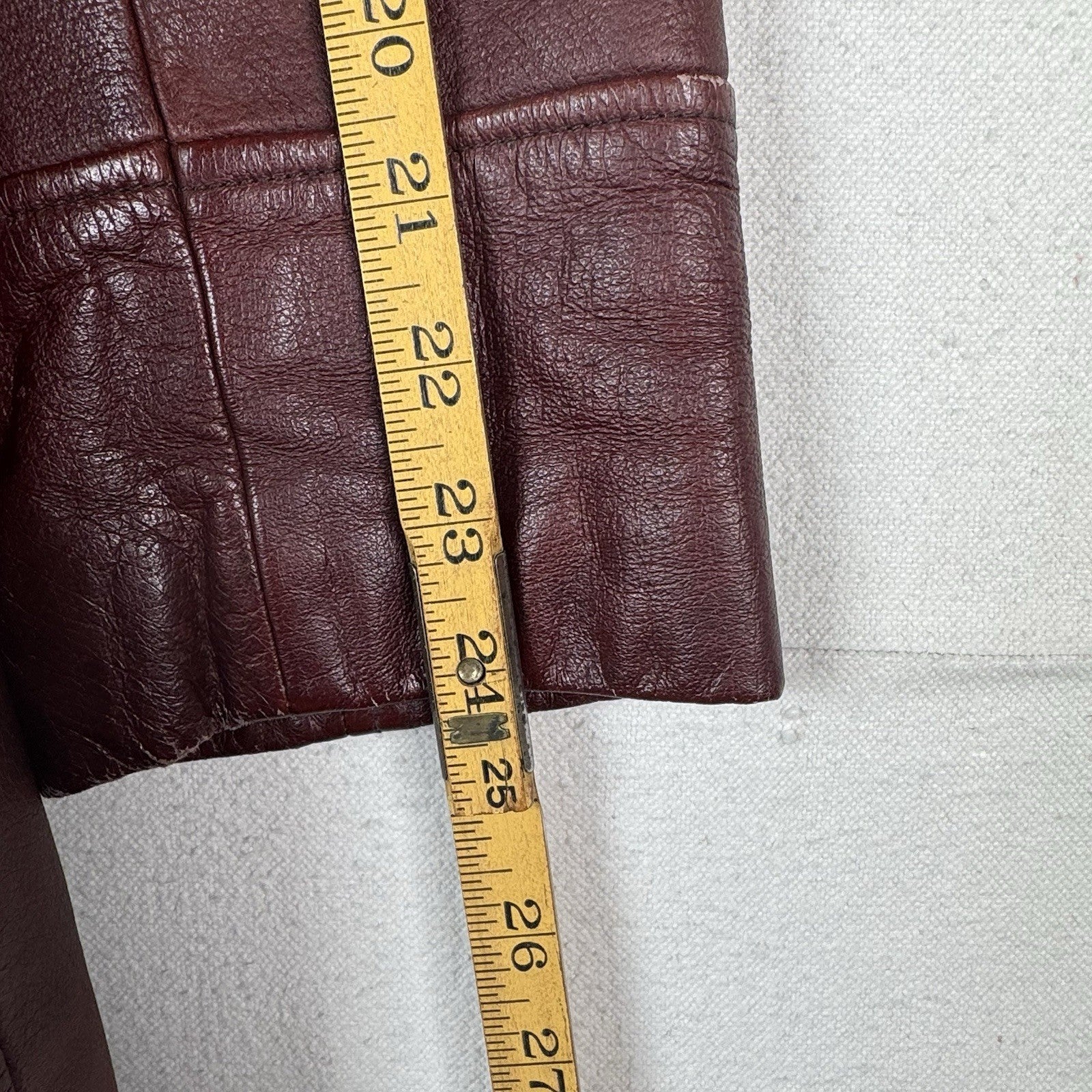 Vintage 90s Frye Leather Womens Large Jacket Coat Rust Brown Maroon Button Front