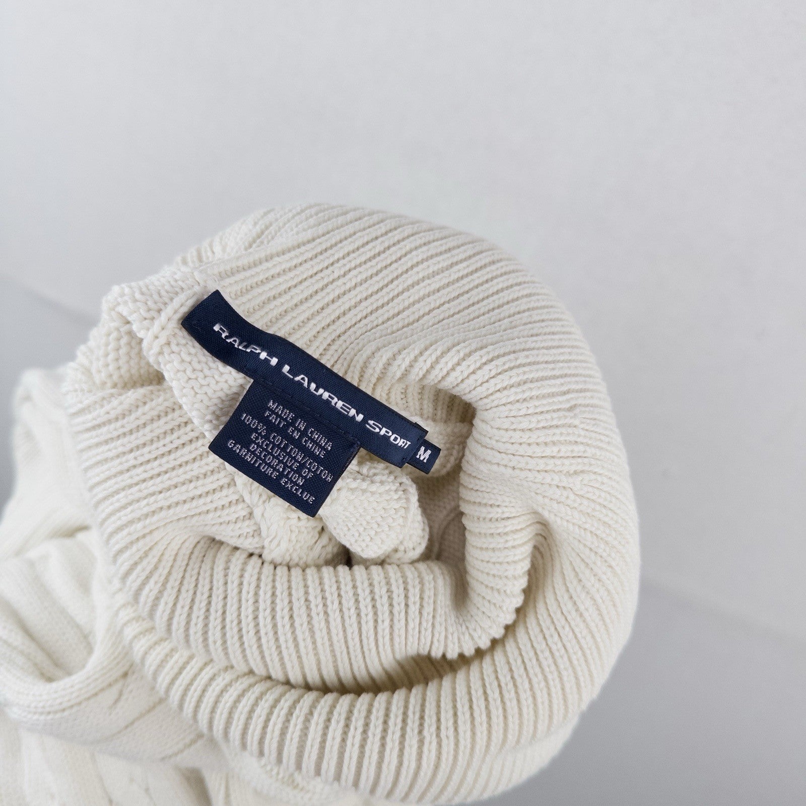 Polo Ralph Lauren Sport Cable Knit Sweater Women’s Medium White Turtle Neck