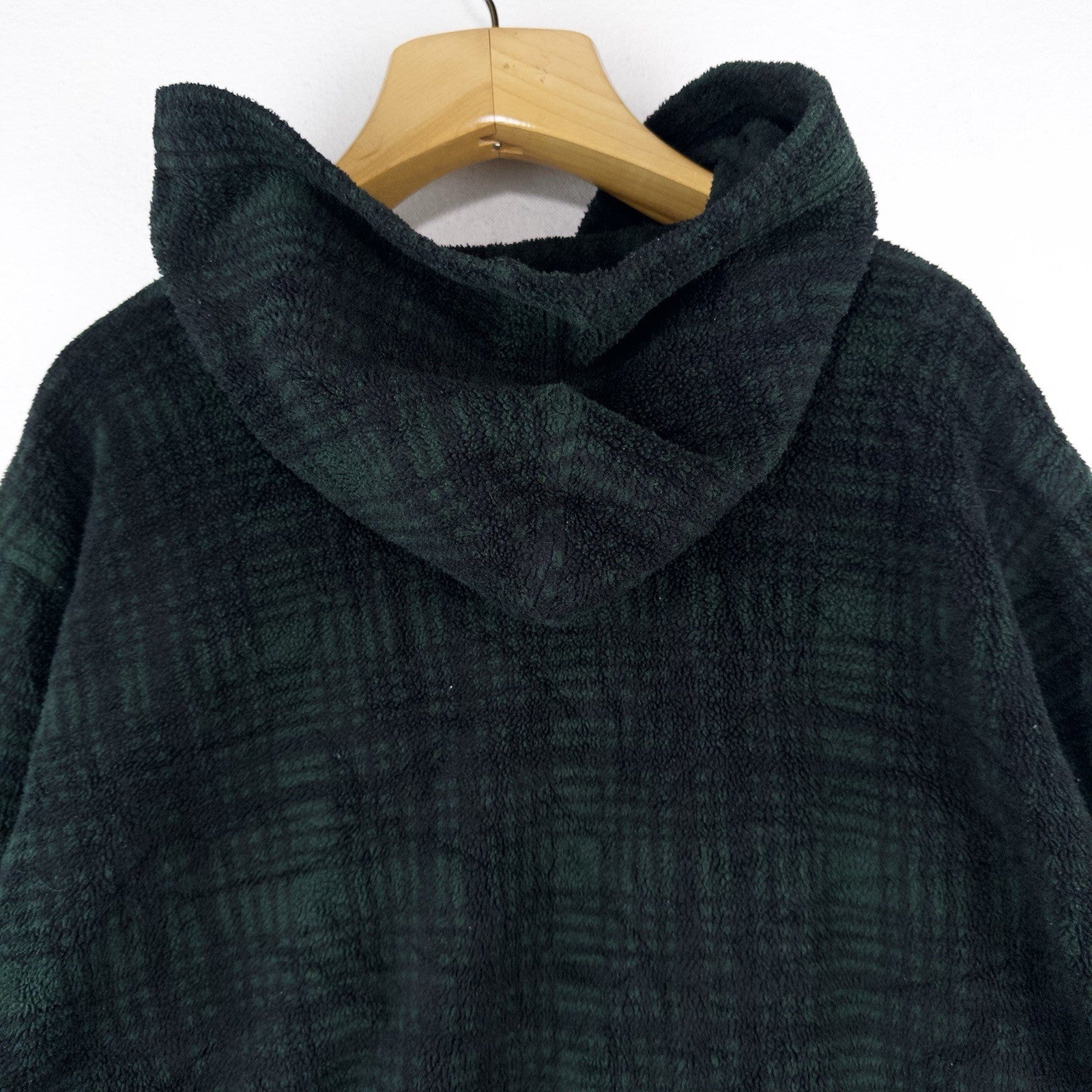 90’s Vtg Polo Ralph Lauren Hoodie Mens XL Green 1/4 Zip Tartan Plaid Fleece USA