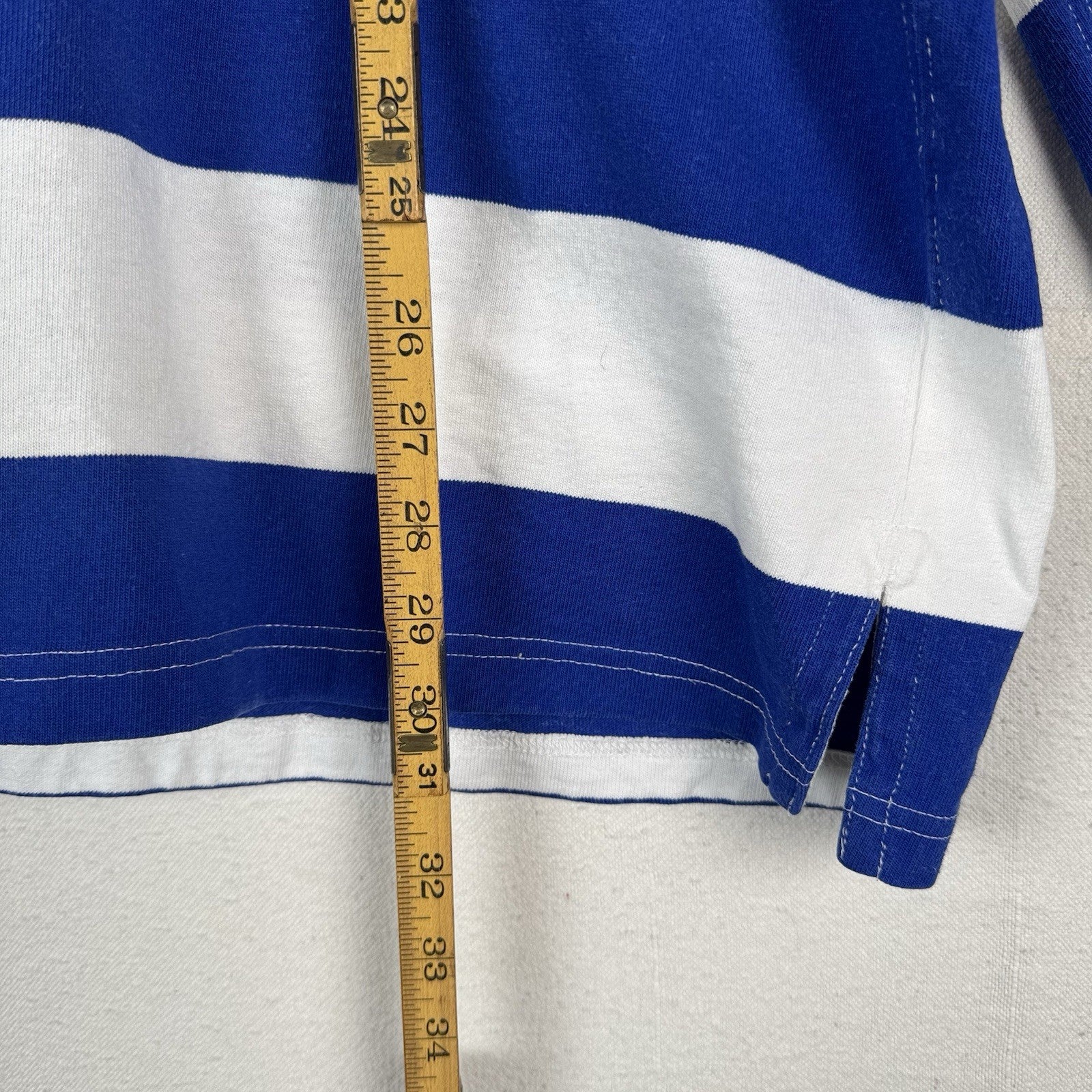 90’s Vintage Polo Ralph Lauren Rugby Shirt Mens Large Blue White Striped *Read
