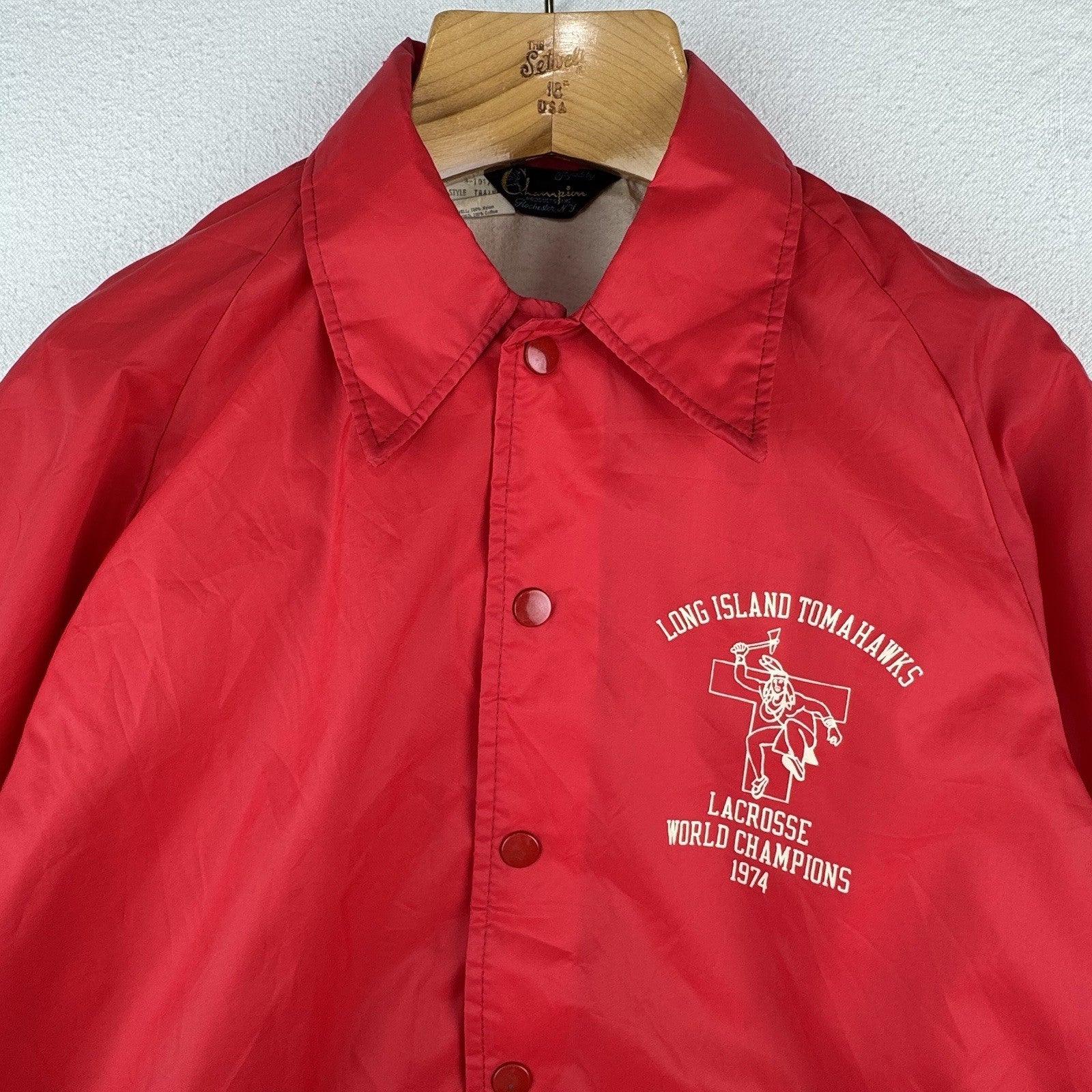 1974 Champion Running Man Long Island Tomahawk Lacrosse Champs Coach Jacket M