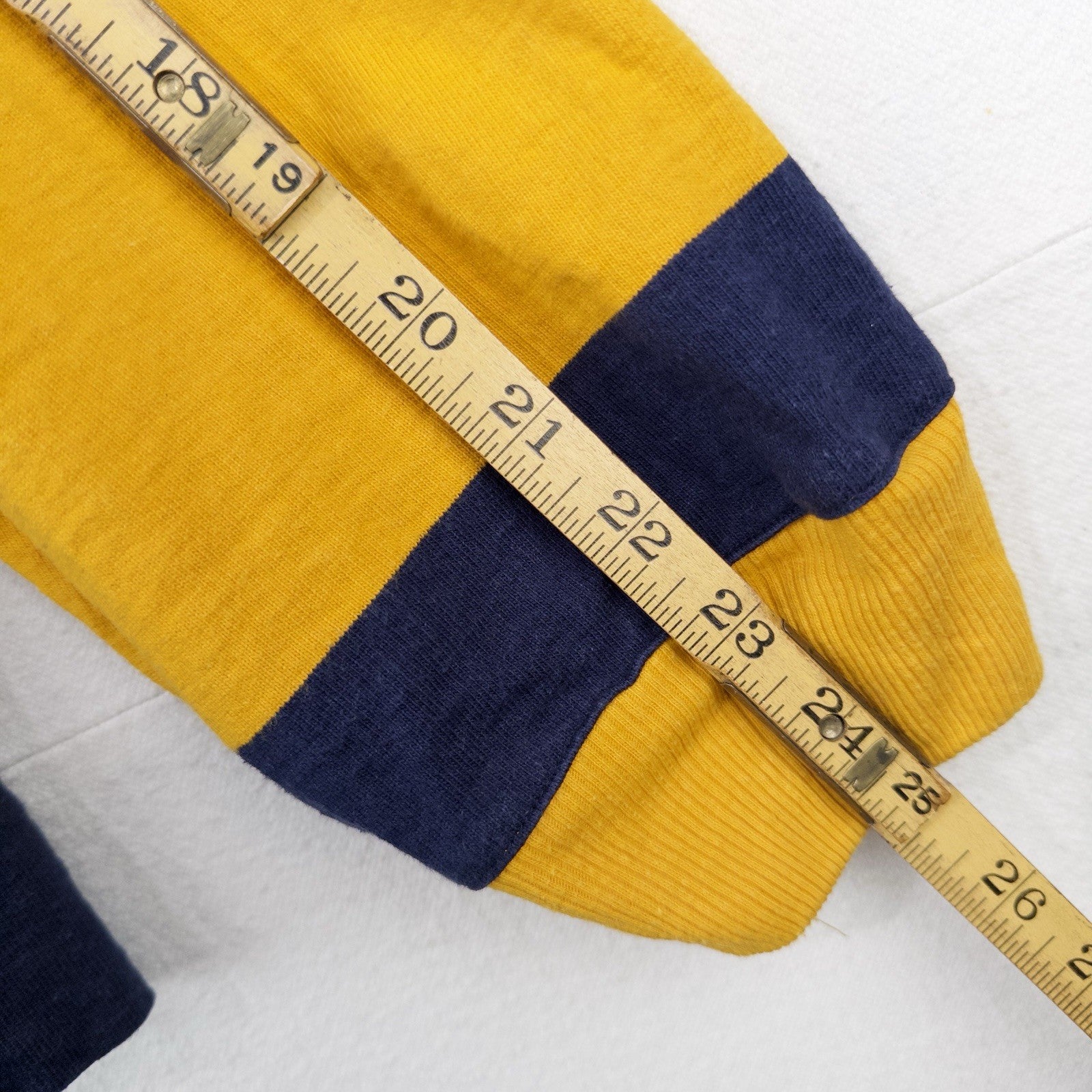 80’s Vtg Steeplechase Men’s XL Yellow Blue Striped Long Sleeve Polo Rugby