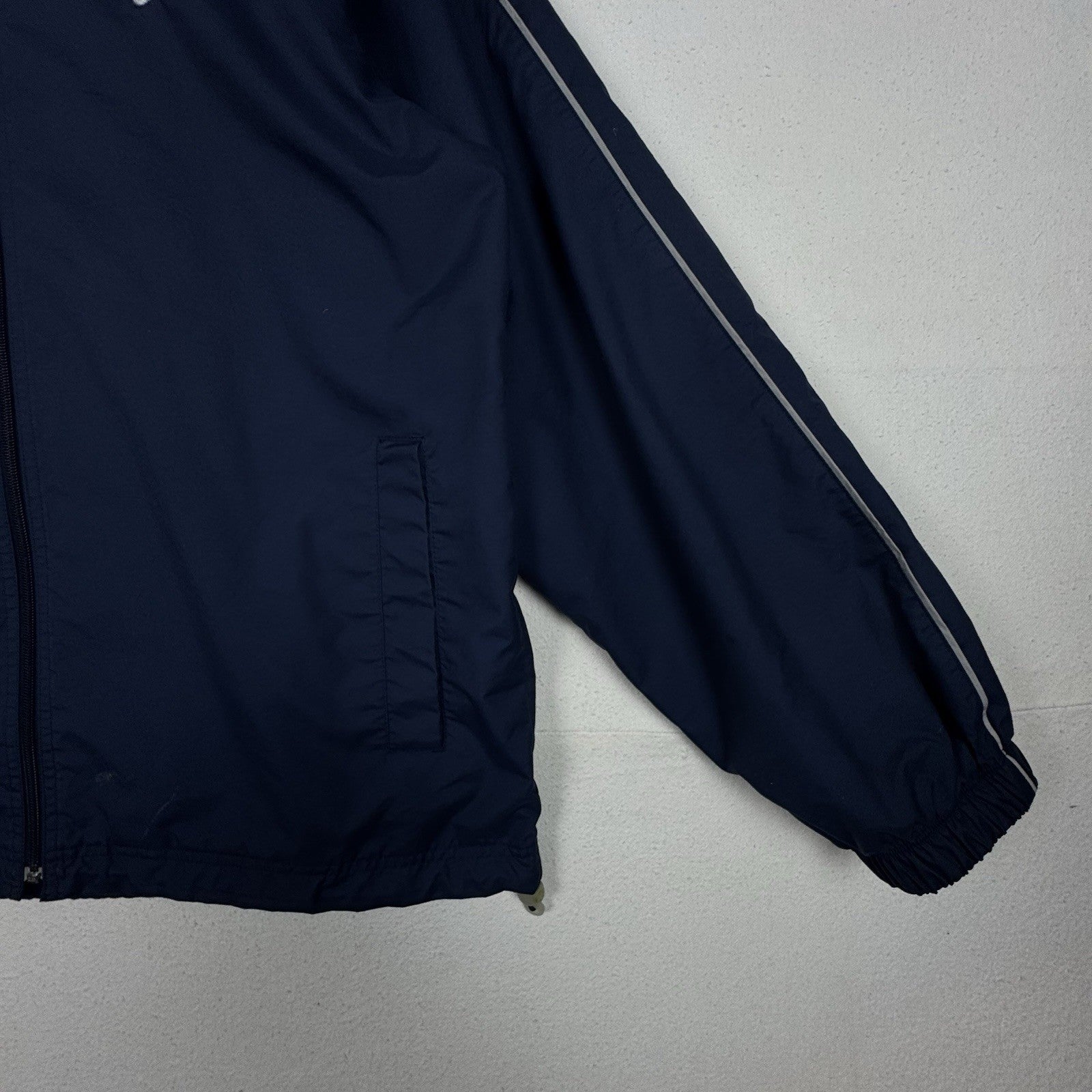 Vintage 90s Nike Jacket Mens XL Navy Blue Full Zip Nylon Windbreaker Jacket