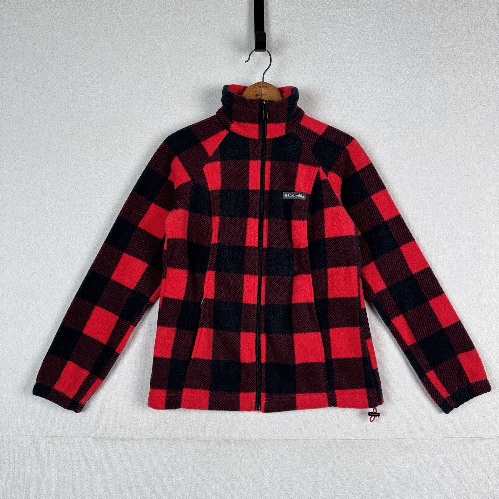 Columbia Women’s Small Buffalo Plaid Fleece Jacket Red Black Full Zip NWT