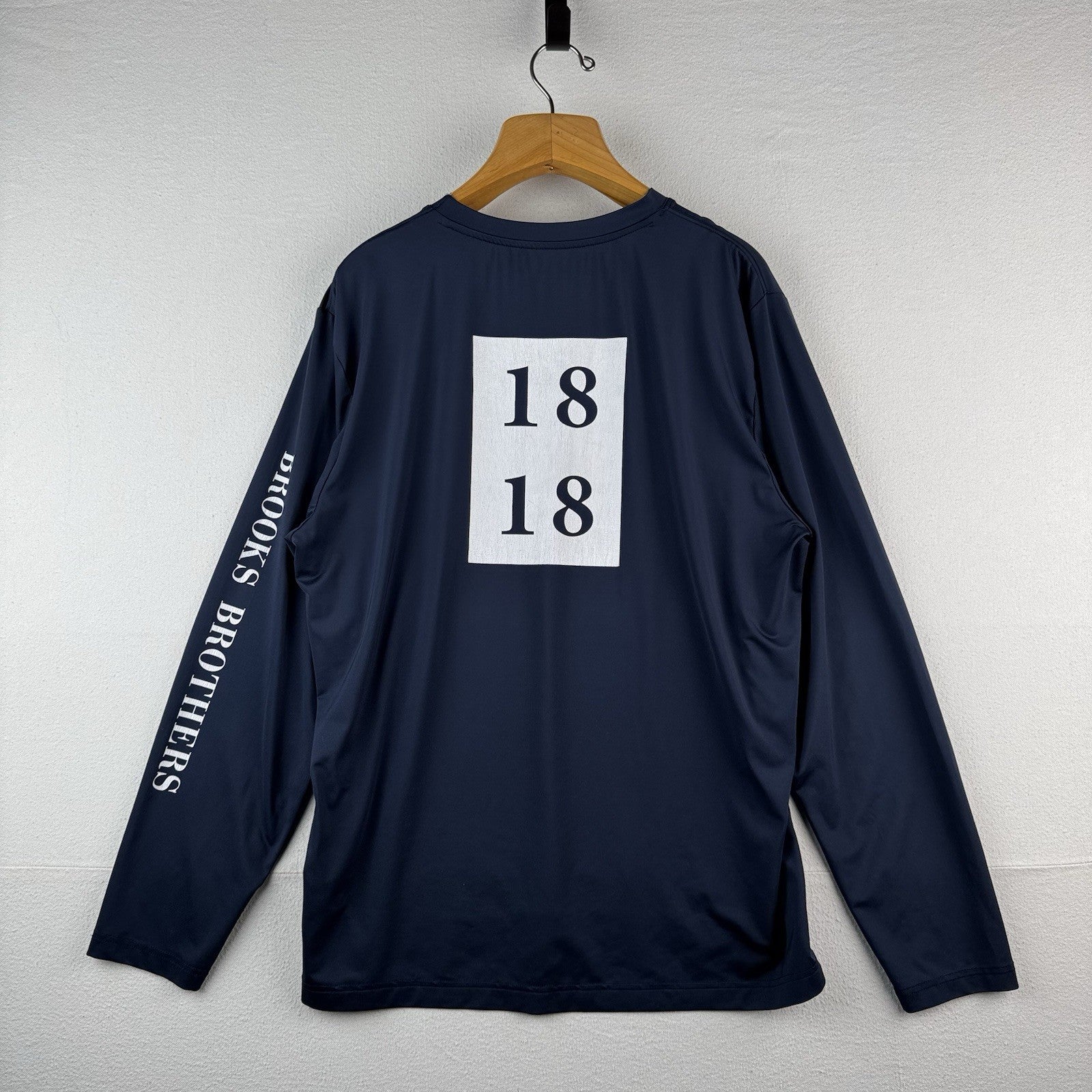 Brooks Brothers Mens Navy Blue Performance Long  Sleeve T-Shirt XL Stretch