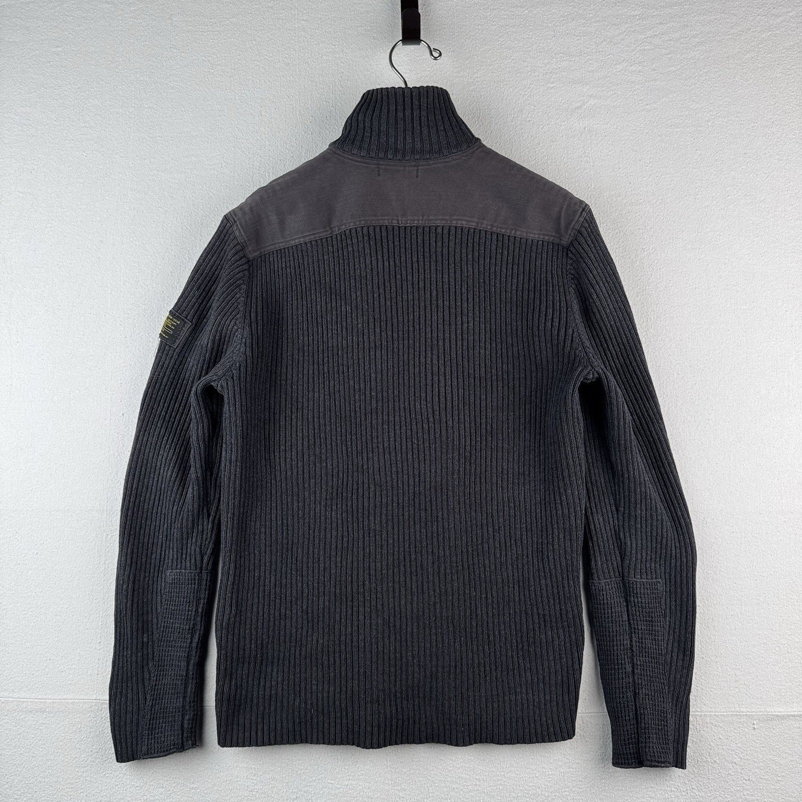 Vtg Polo Jeans Co Ralph Lauren Men’s L Military 1/4 Zip Ribbed Knit Sweater Gray