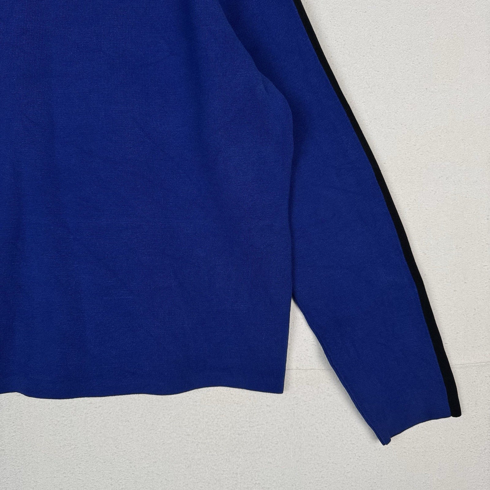 Vintage Polo Ralph Lauren Sweater Mens 2XL Royal Blue Black 1/4 Zip Knit Preppy
