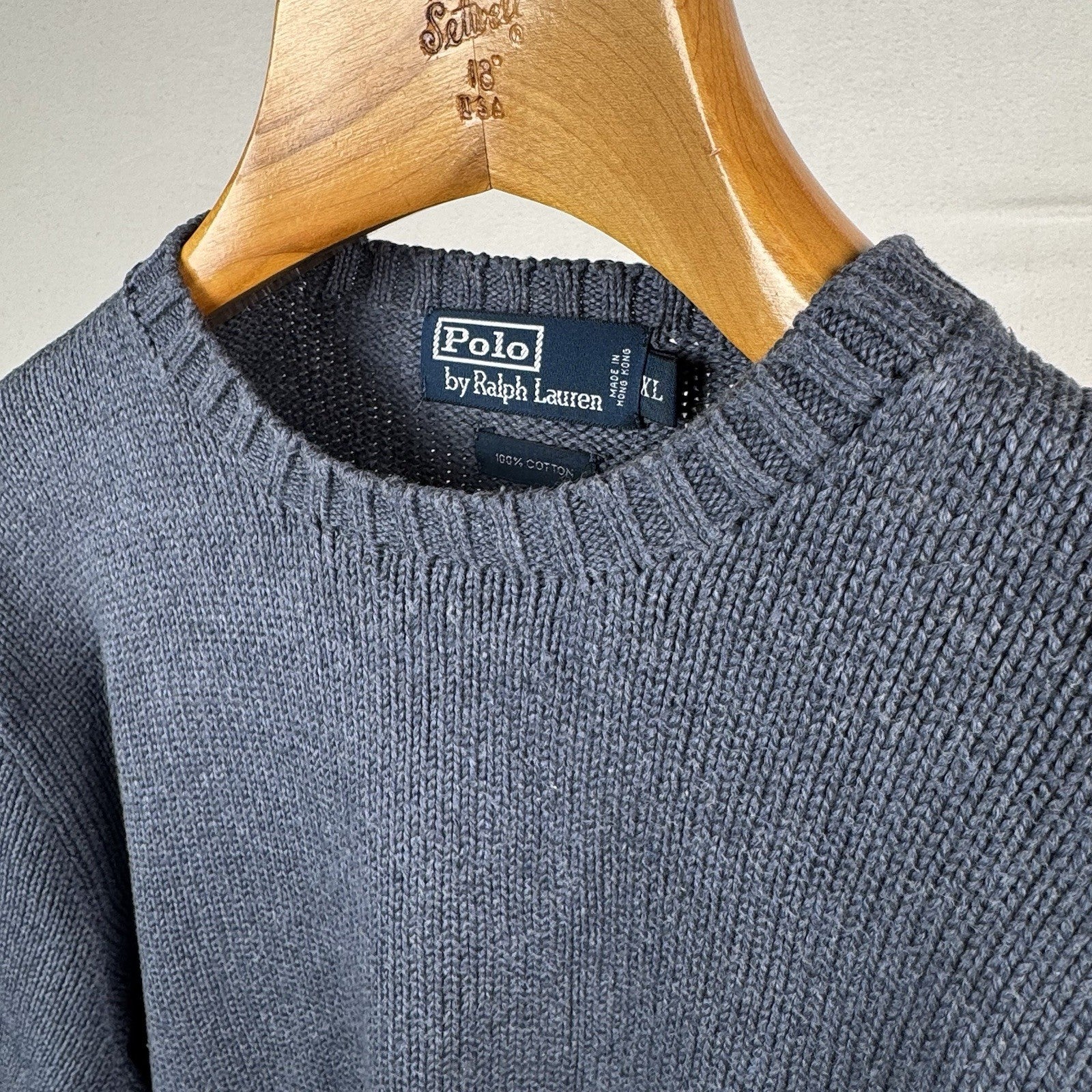 90’s Vintage Polo Ralph Lauren Sweater Men’s XL Light Blue Knit Pullover
