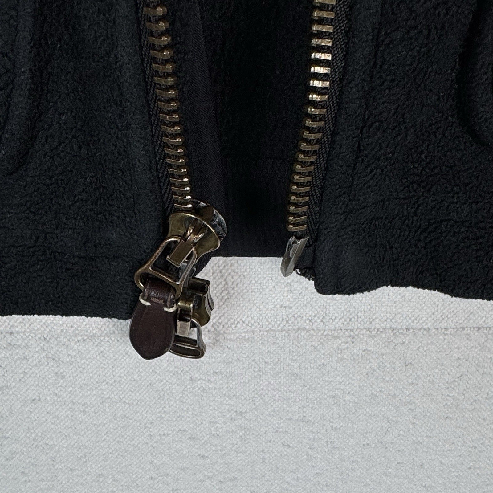 Vintage Polo Ralph Lauren Fleece Leather Trim Men’s Black L Jacket Distressed*