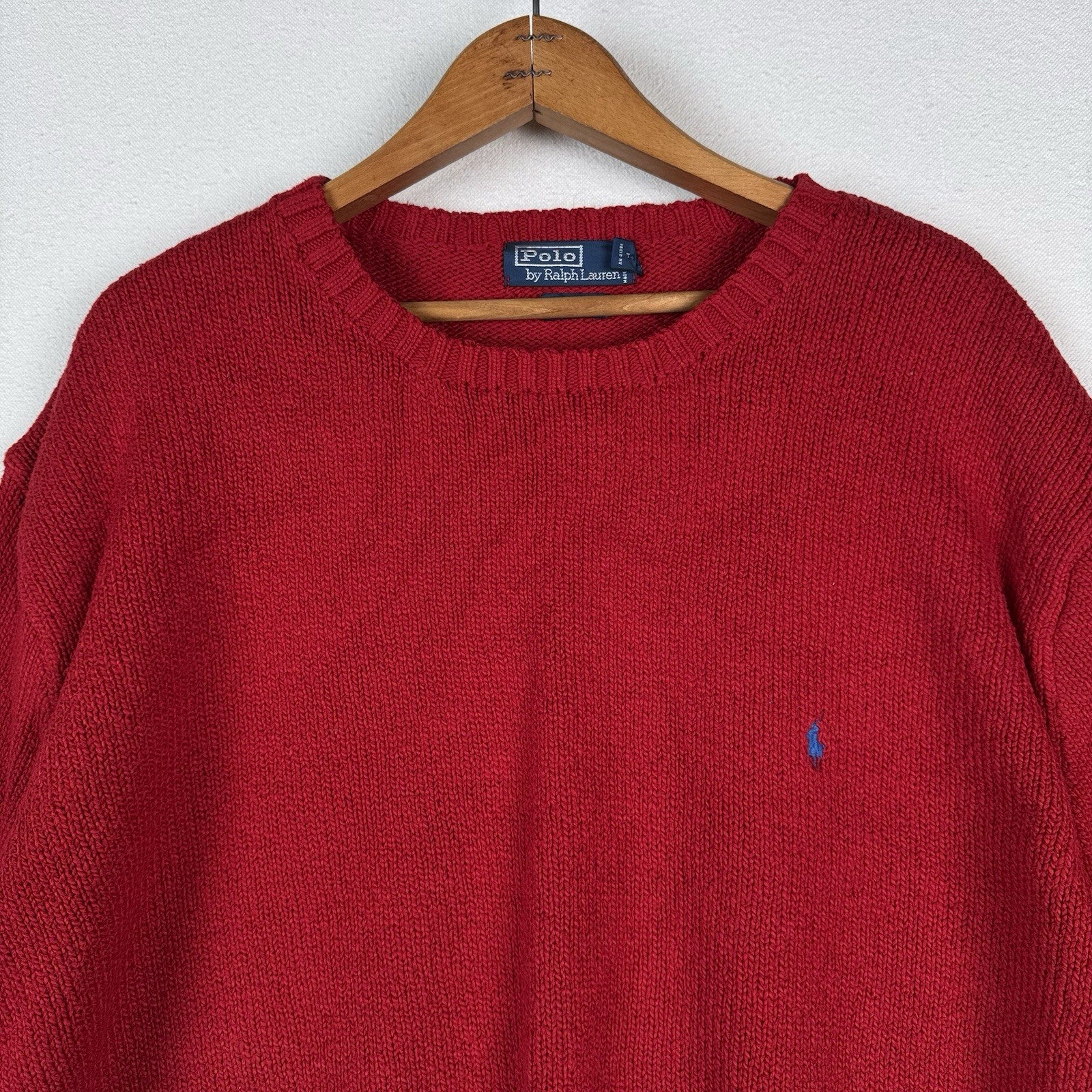 Vintage Polo Ralph Lauren Sweater Men Tall 3XLT Red Pullover Pony Logo Crewneck