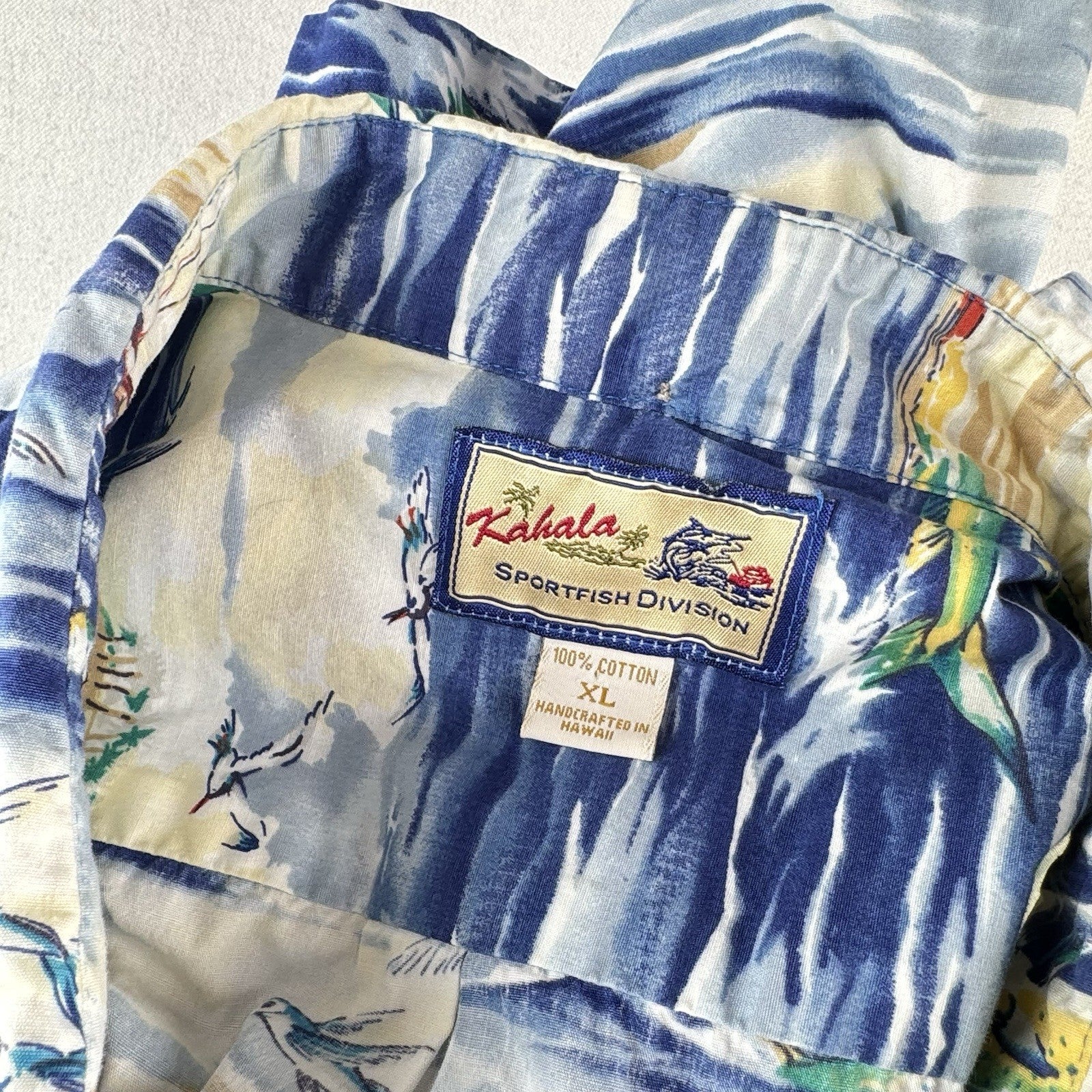 90’s Vtg Kahala Sportfish Marlin Hawaiian Short Shirt Sleeve Mens XL Made Hawaii