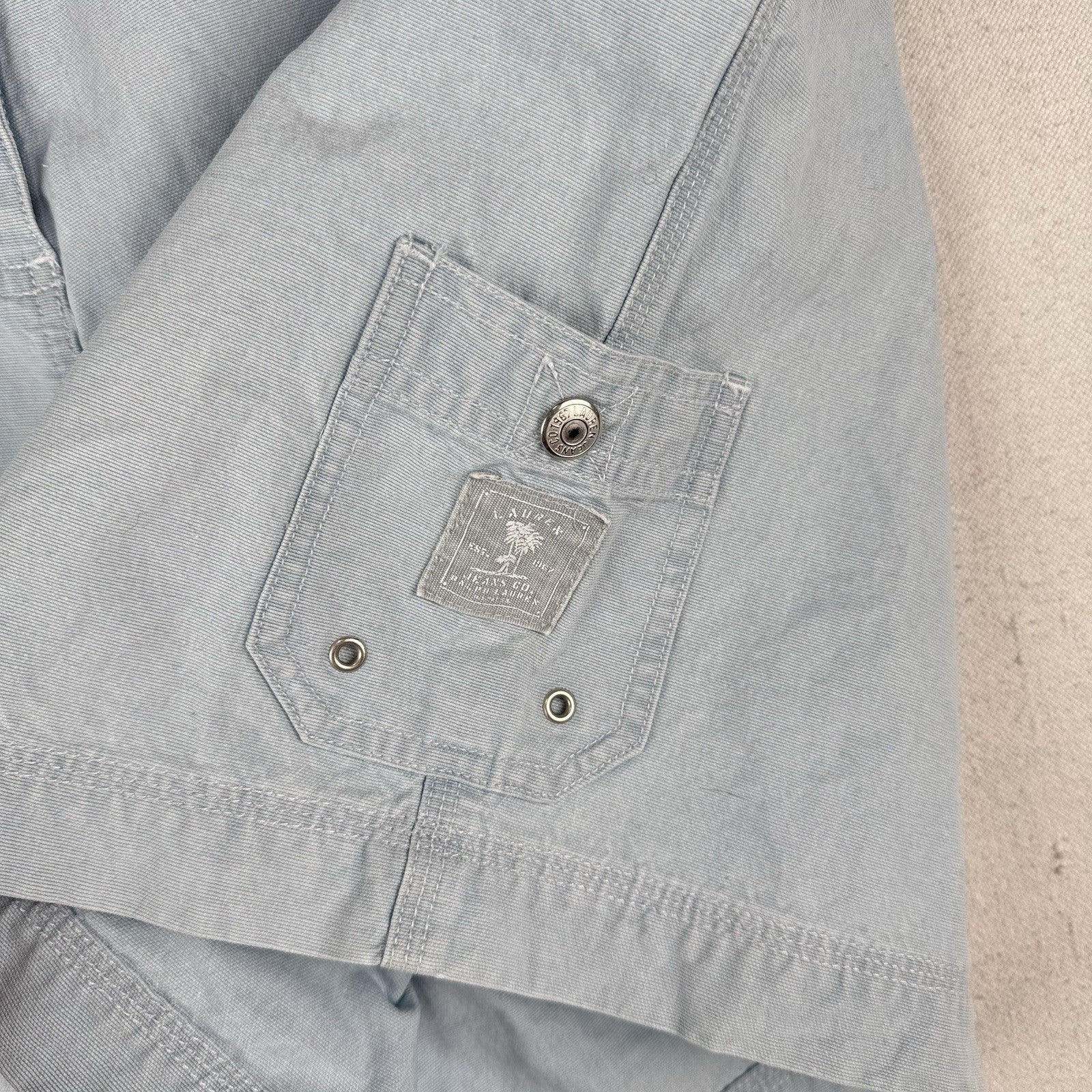 Vtg Lauren Ralph Lauren Chambray Blue Utility Cargo Shorts Womens 14 Cotton 6.5”