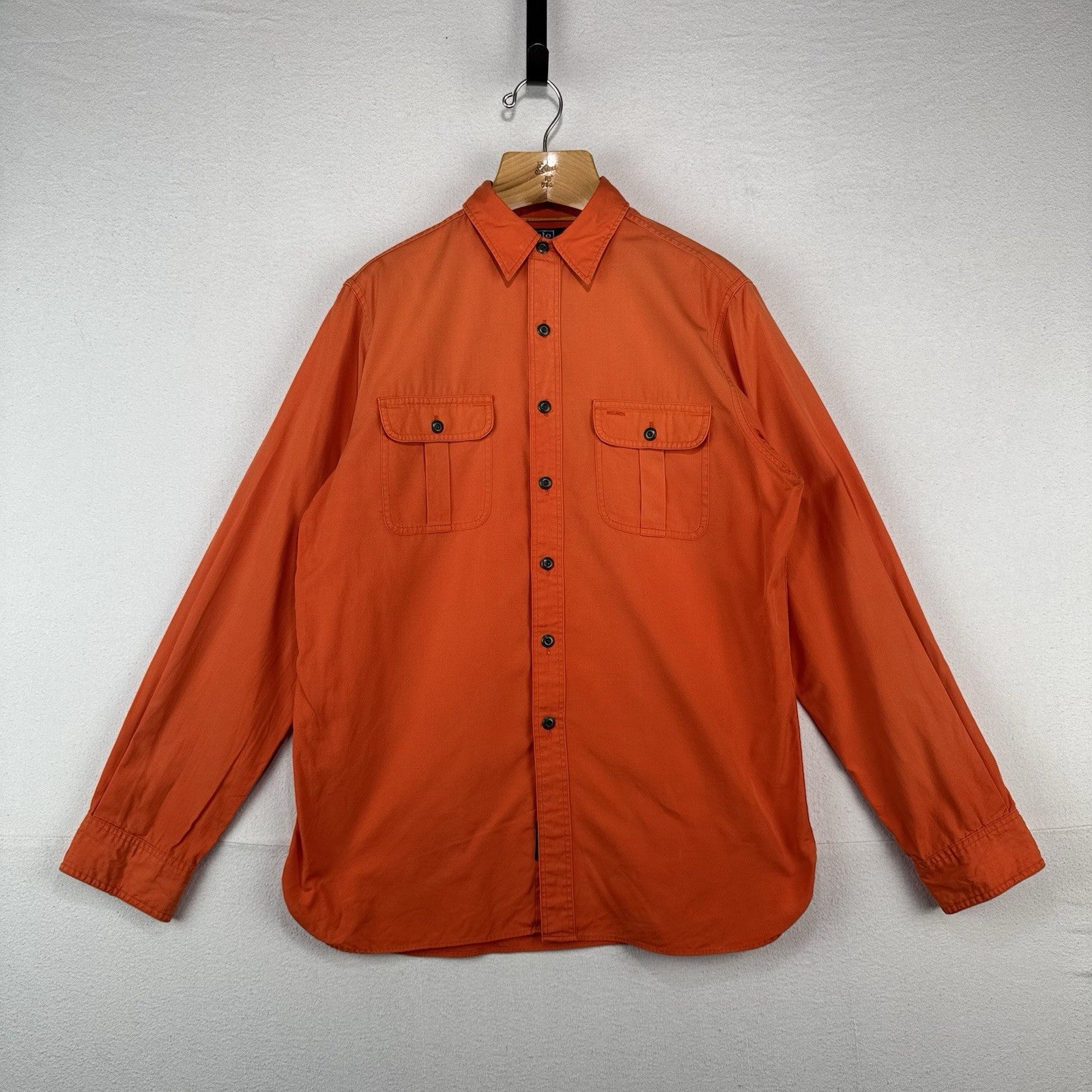 Polo Ralph Lauren Sunfaded Safari Shirt Men's L Orange Long Sleeve Button Up