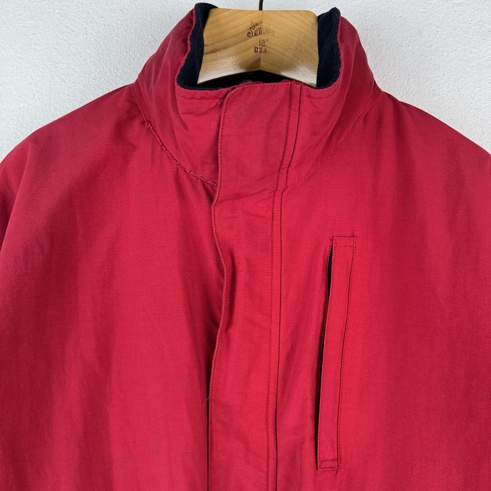 90’s Vtg Polo Ralph Lauren Jacket Men’s L Red A-2 Bomber Fleece Stowaway Hood