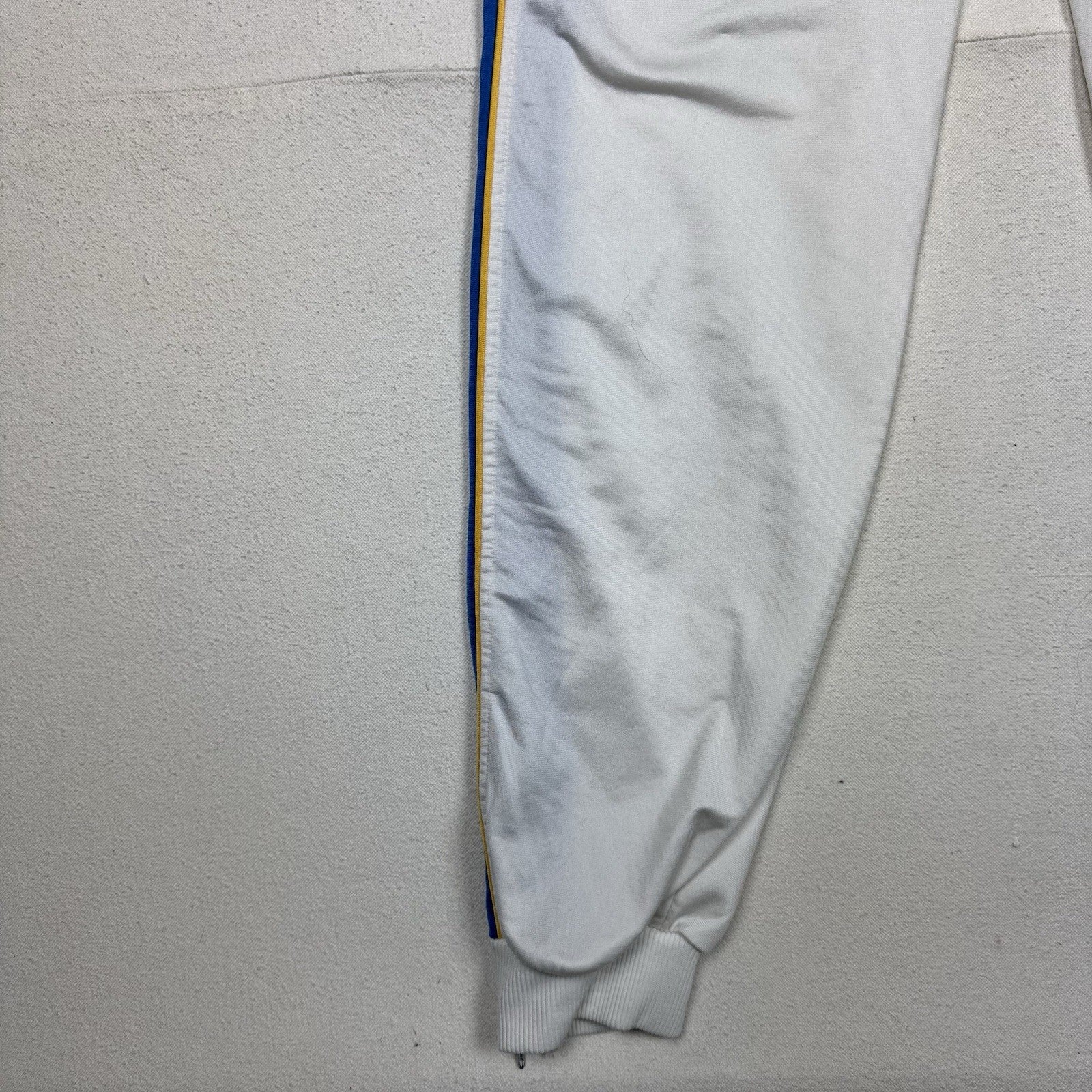 Vintage 80’s Puma Track Pants Embroidered Logo White Blue Yellow