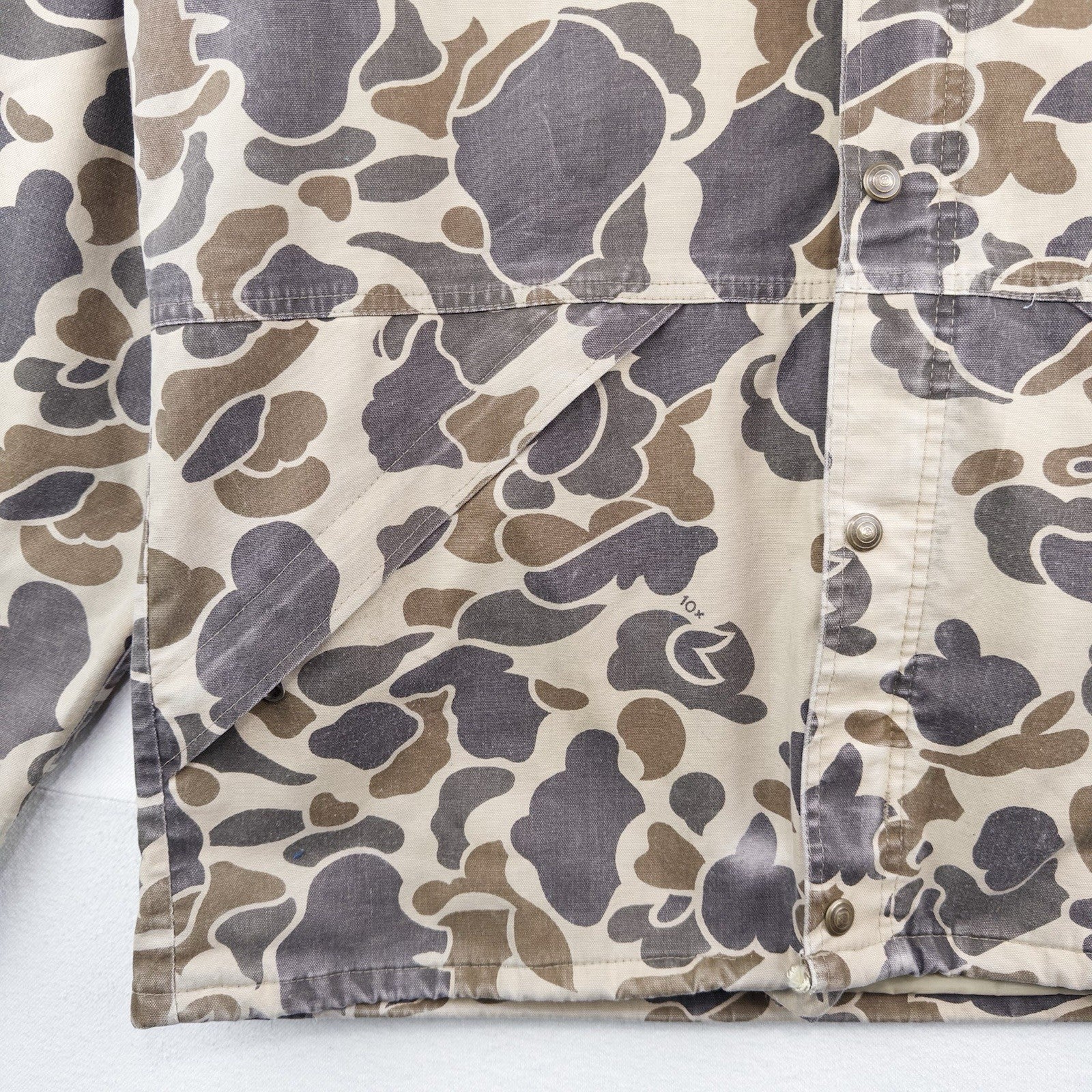 80’s Vtg 10X Goretex Duck Camo Jacket Mens Large Full Zip Hunting With Hood USA
