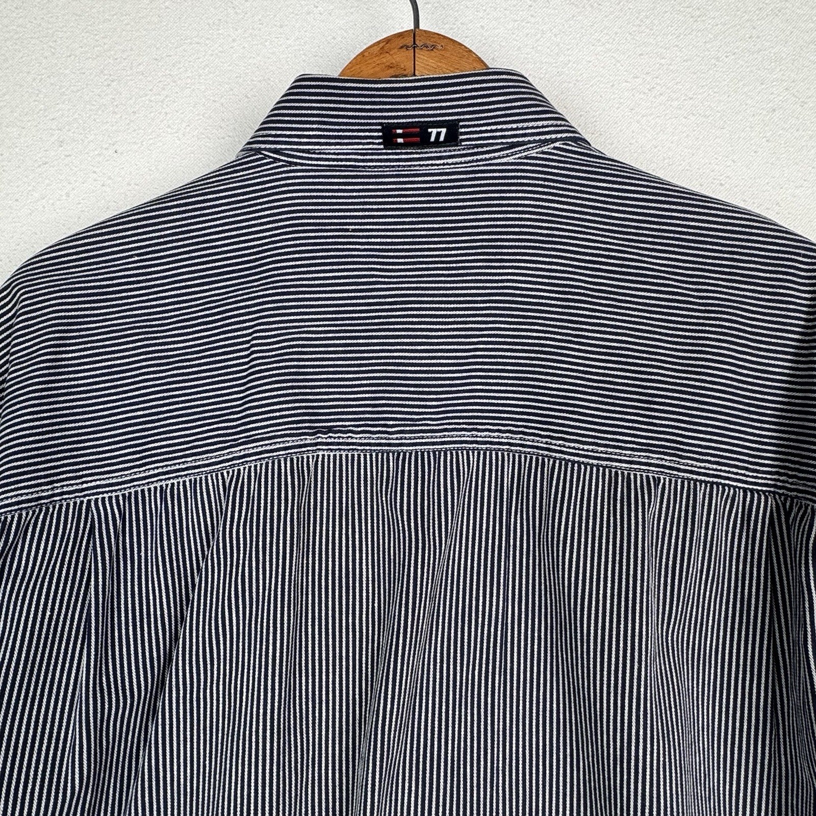 Vintage Bugle Boy 80s 90s Engineer Striped Long Sleeve Button Shirt Blue Men’s L