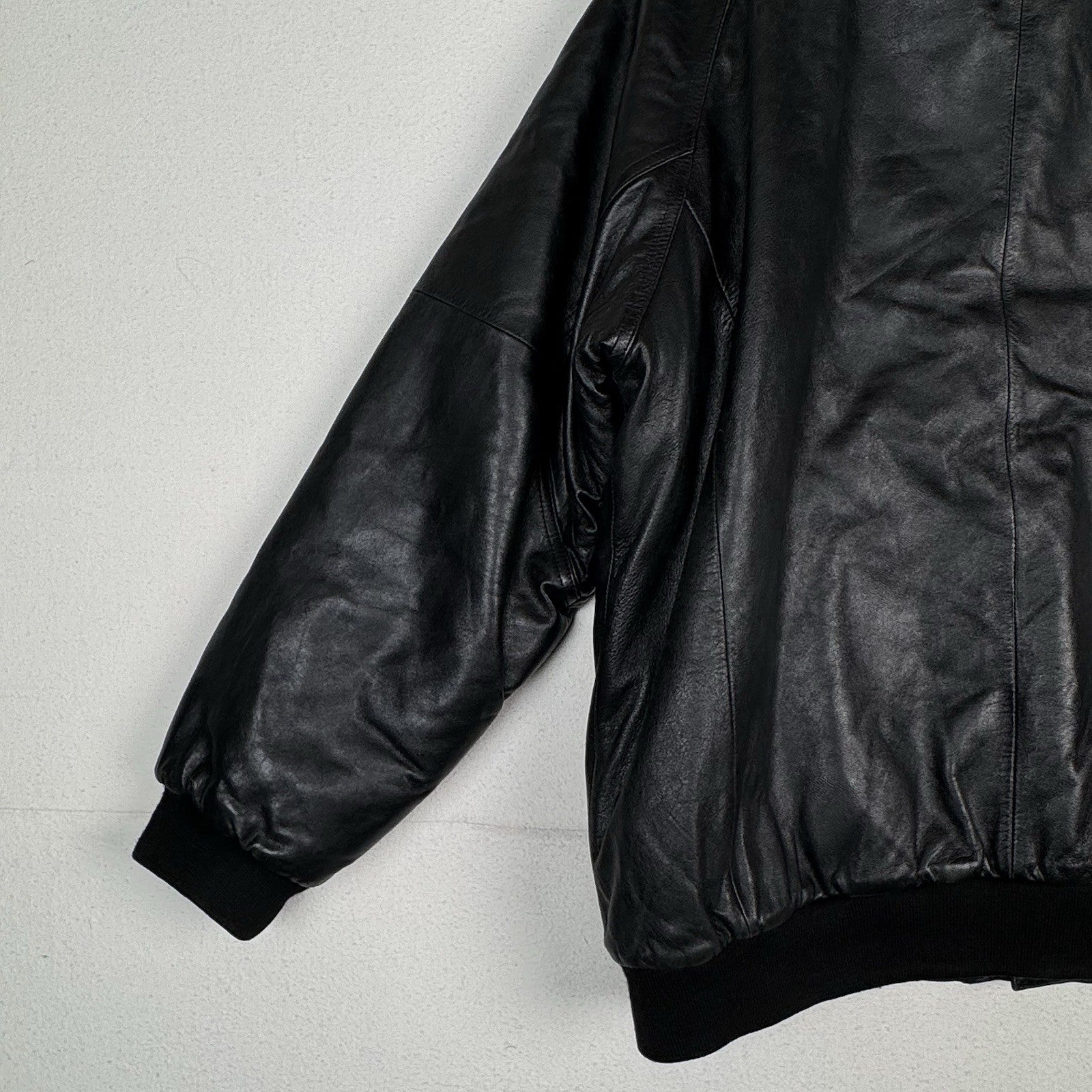Vtg Sean John Soft Leather Bomber Jacket 2XL Black Puffy Hip Hop Streetwear