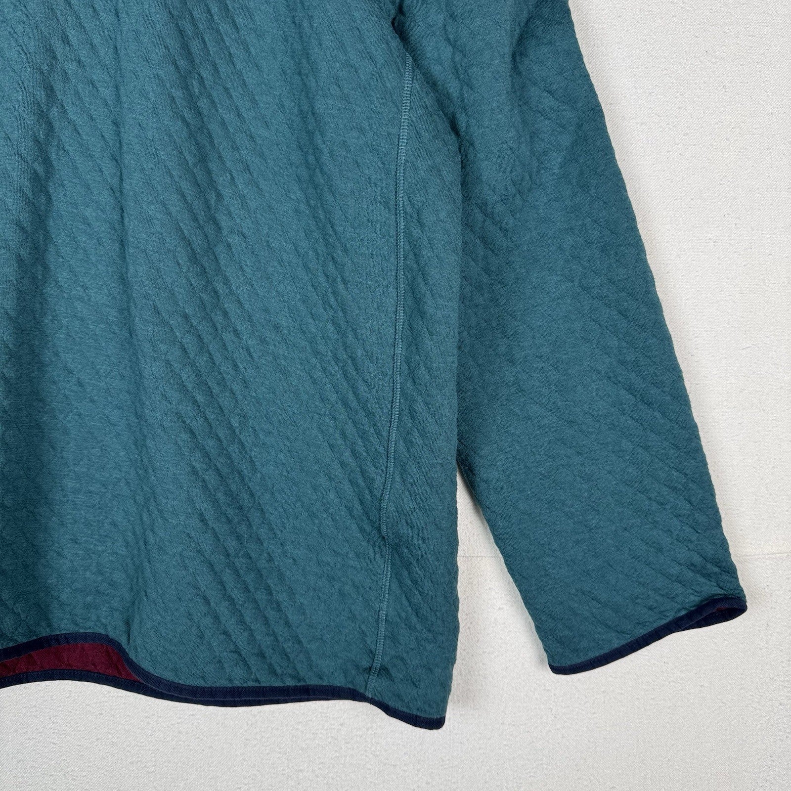 Brooks Brothers 1/4 Zip Diamond Quilted Pullover Mens 2XL Blue Maroon Sweater