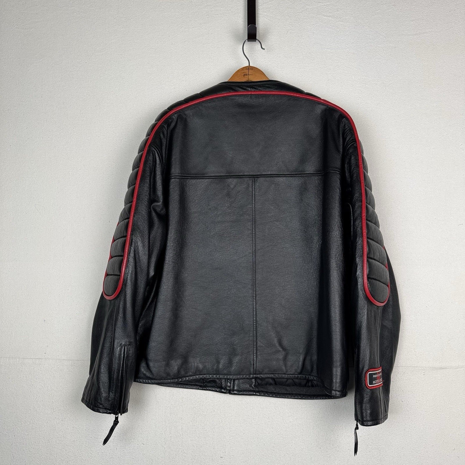 Max USA Men's Motor-cross Black Italian Leather Jacket XL X-Large Patches