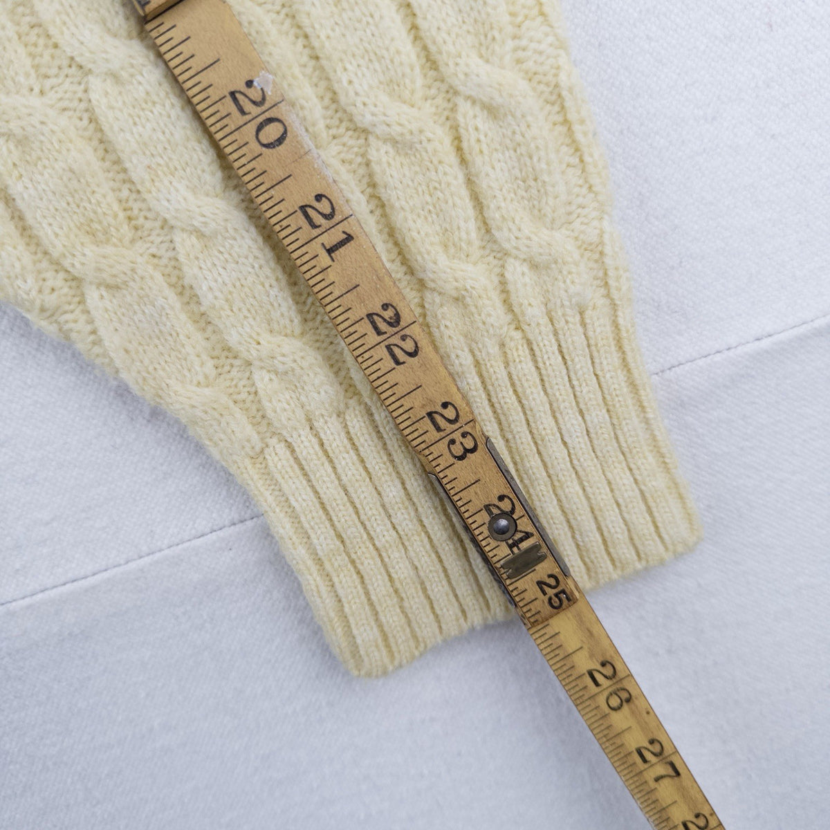 80’s Vtg Lord Jeff Sweater Men’s Large Yellow Cable-Knit Crewneck Pullover USA