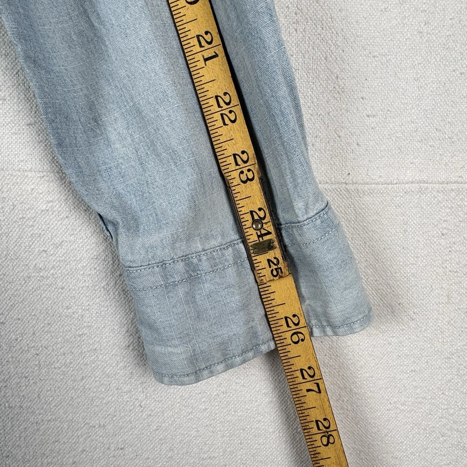 90s Polo Ralph Lauren Men’s Large Chambray Denim Shirt Blue Yacht Club RLYC Flag