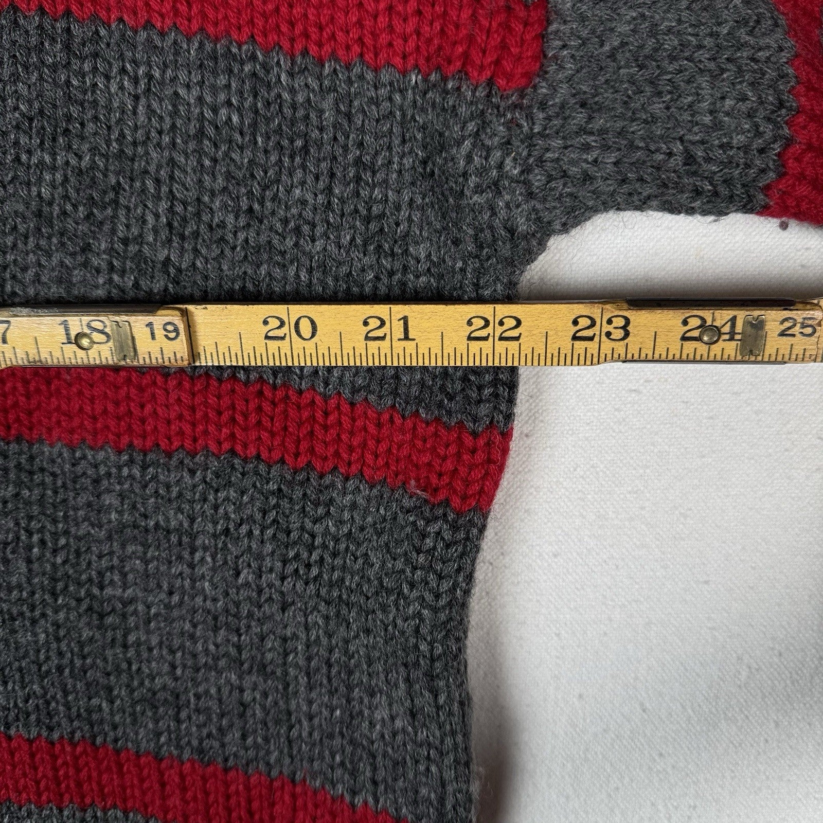 90’s Vtg Polo Ralph Lauren Striped Boat Neck Wool Knit Sweater Gray Red Crest XL