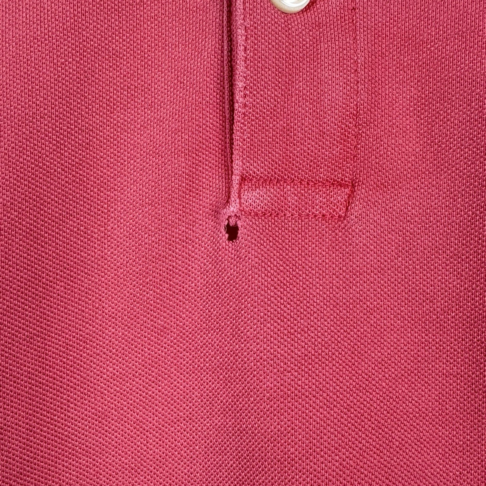 Polo Ralph Lauren Shirt Men Medium Salmon Pink Button Featherweight Mesh Henley