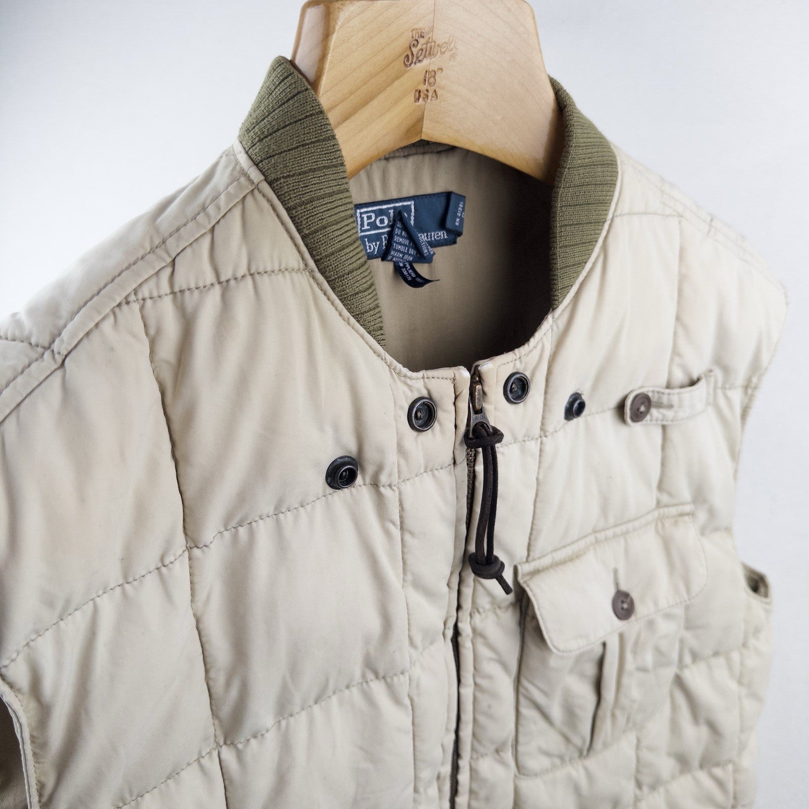 1991 Ralph Lauren Polo Vintage Quilted Utility Fishing Cargo Core Gilet Vest L