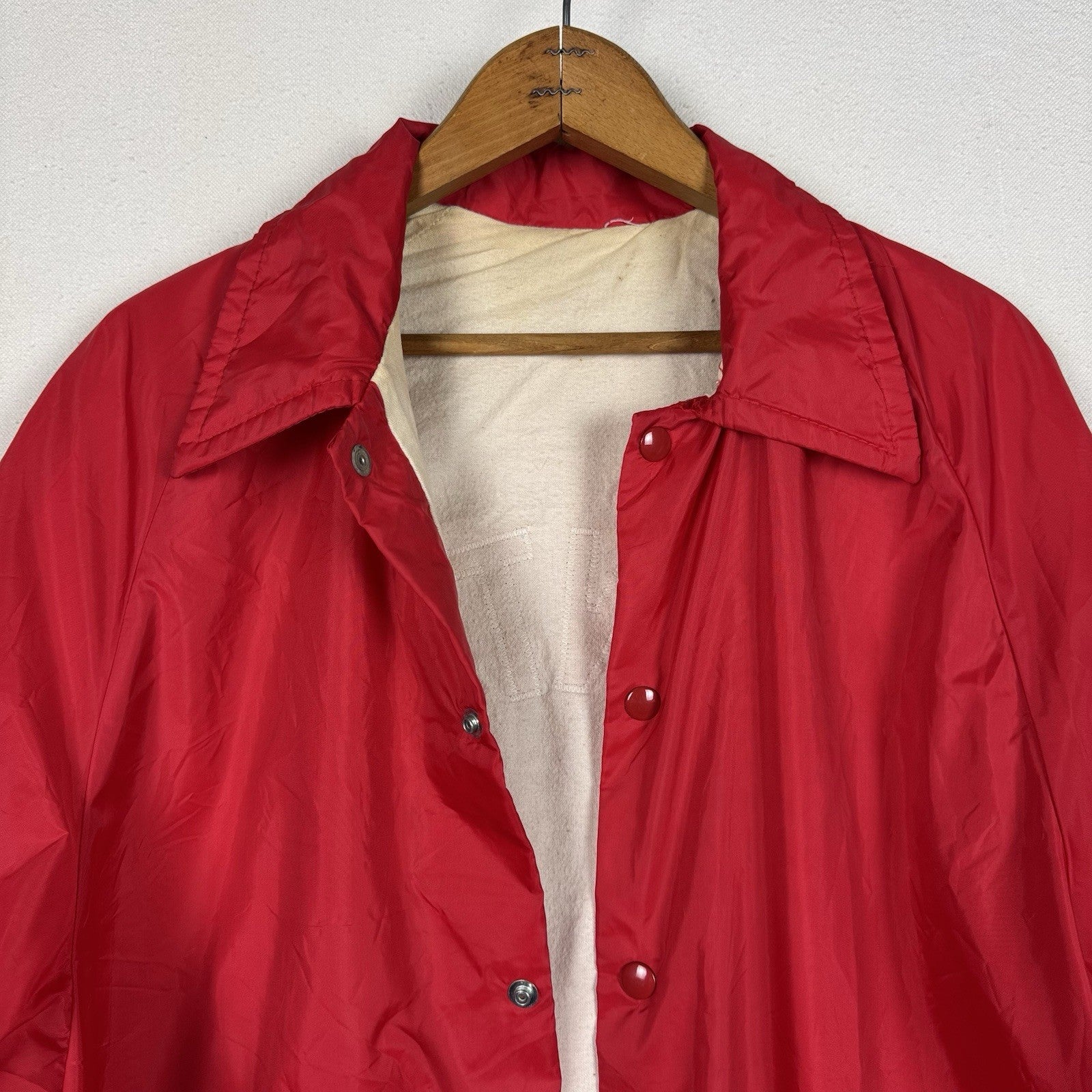 Vintage Mentor High School Snap Button Up Coach Jacket Nylon Red White Large