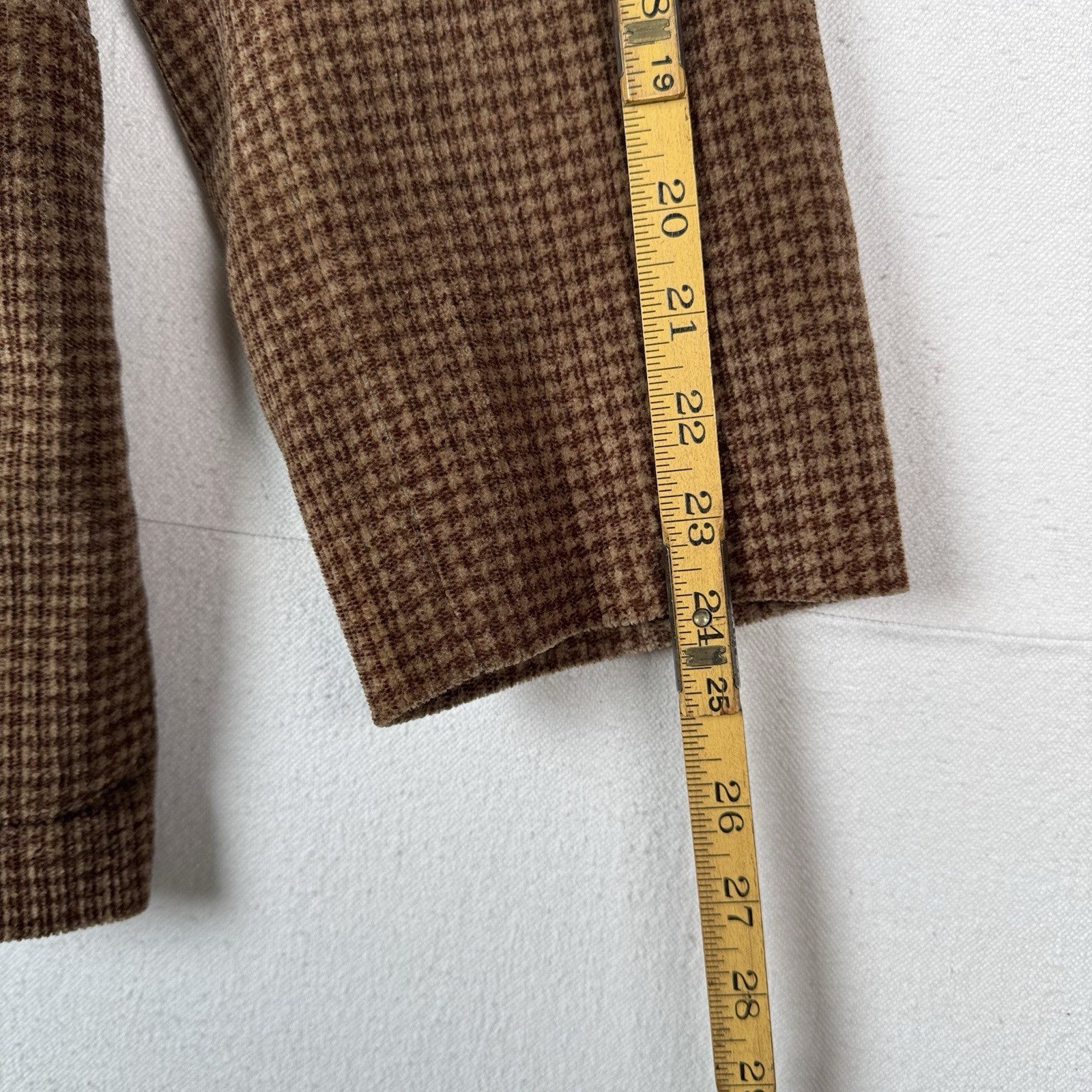 Vtg Armani Collezioni Fine Wale Corduroy Blazer Houndstooth Plaid Brown Men’s 40