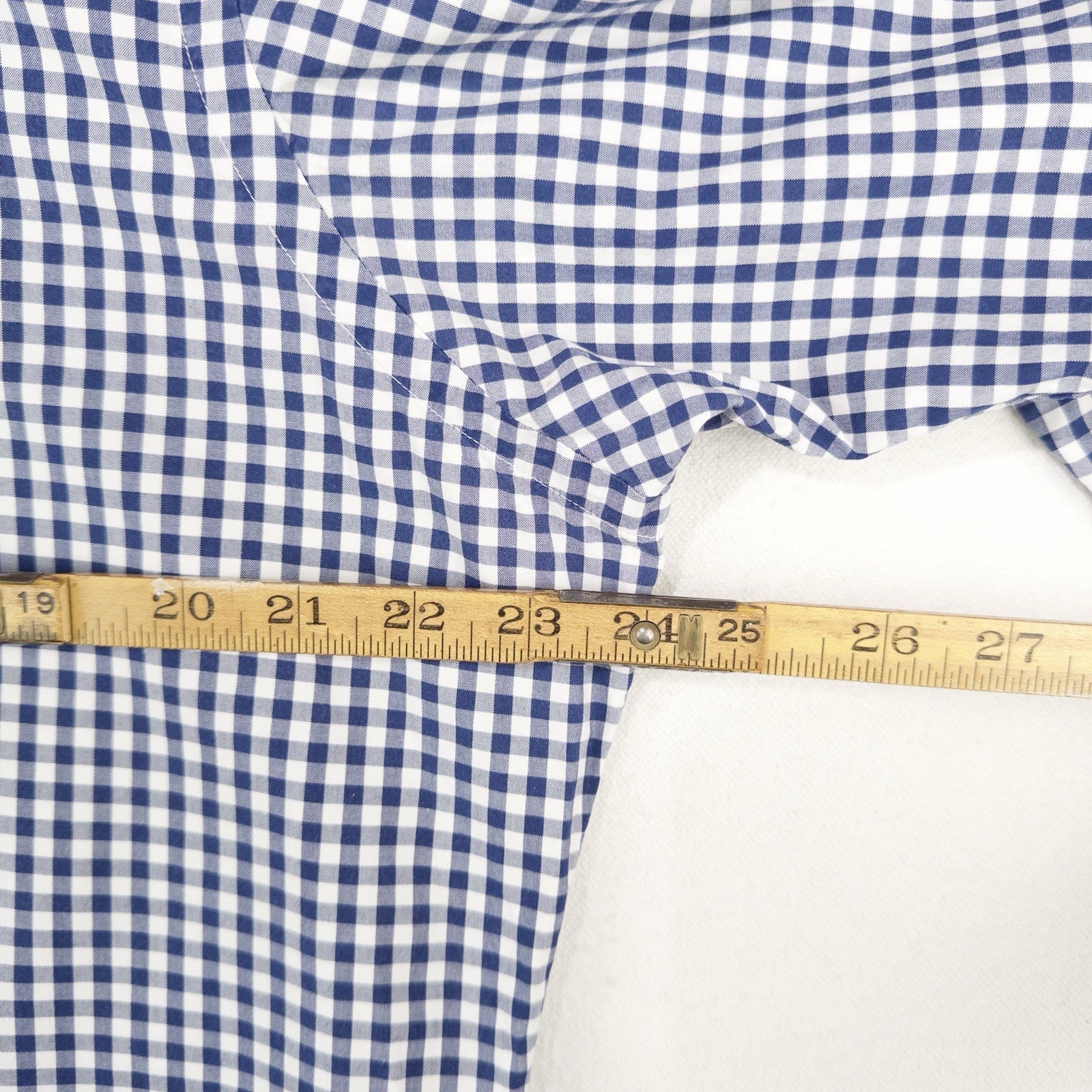 90’s Vintage Ralph Lauren Men's M Blue Gingham Check Button Down Shirt