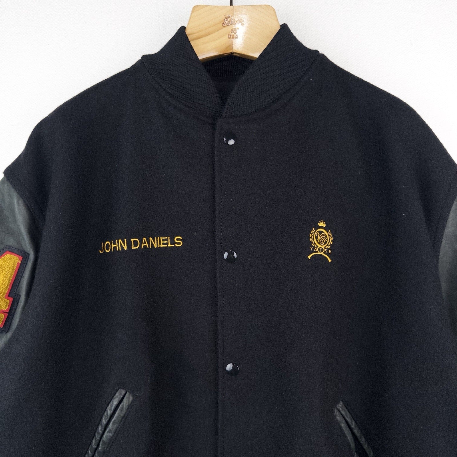 1984 Burger King Varsity Jacket Black Snap Front XL Wool Leather Sleeves USA