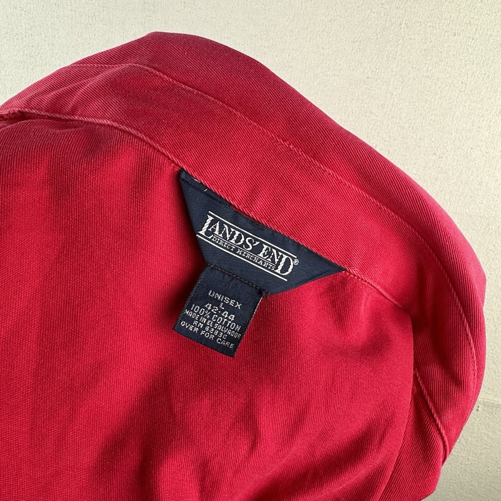 Vtg Lands End Harrington Jacket Faded Pink Red Boxy ‘78 Rose Parade Patch Large