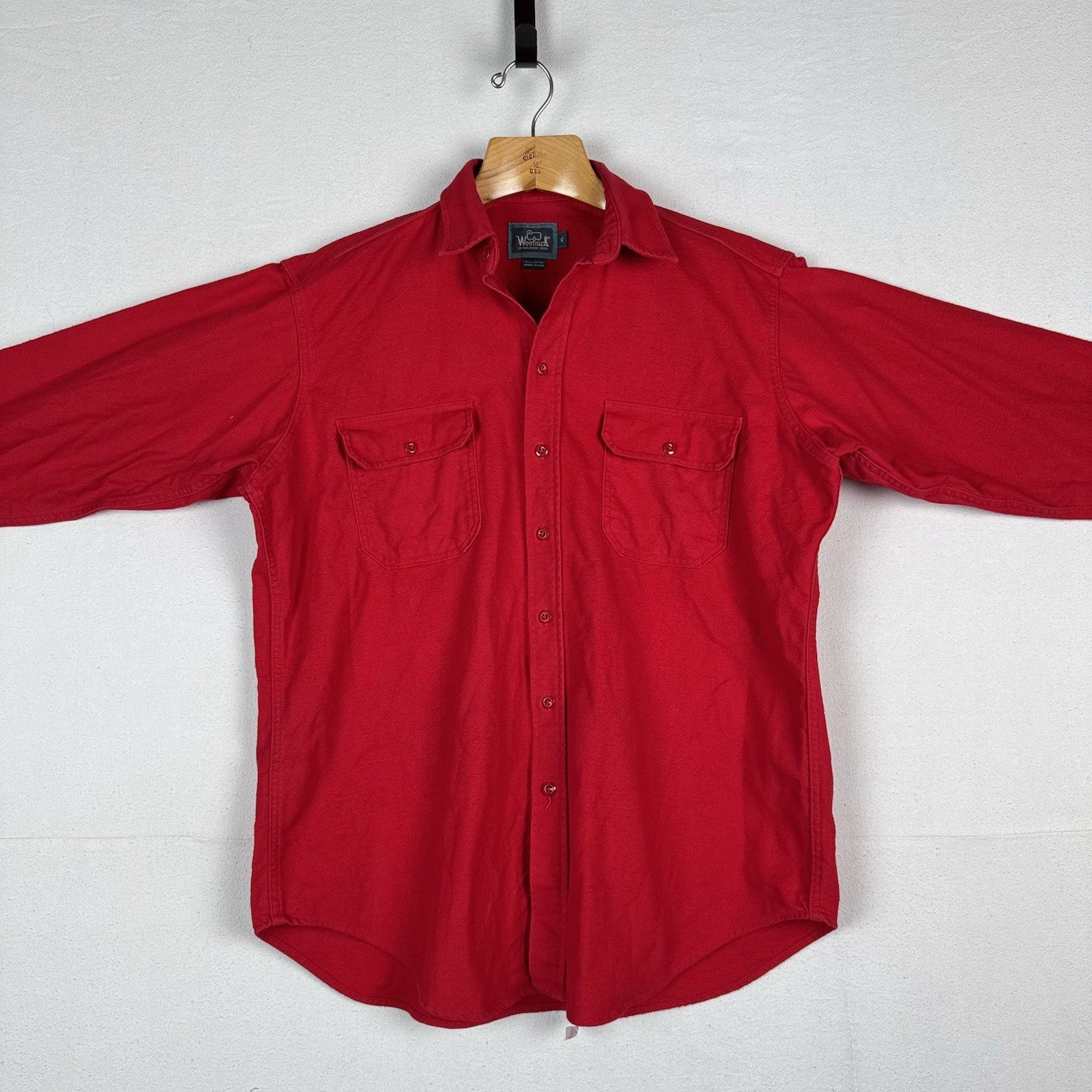 Vintage Woolrich Cotton Flannel Men’s XL Red Heavyweight Shirt Made in USA