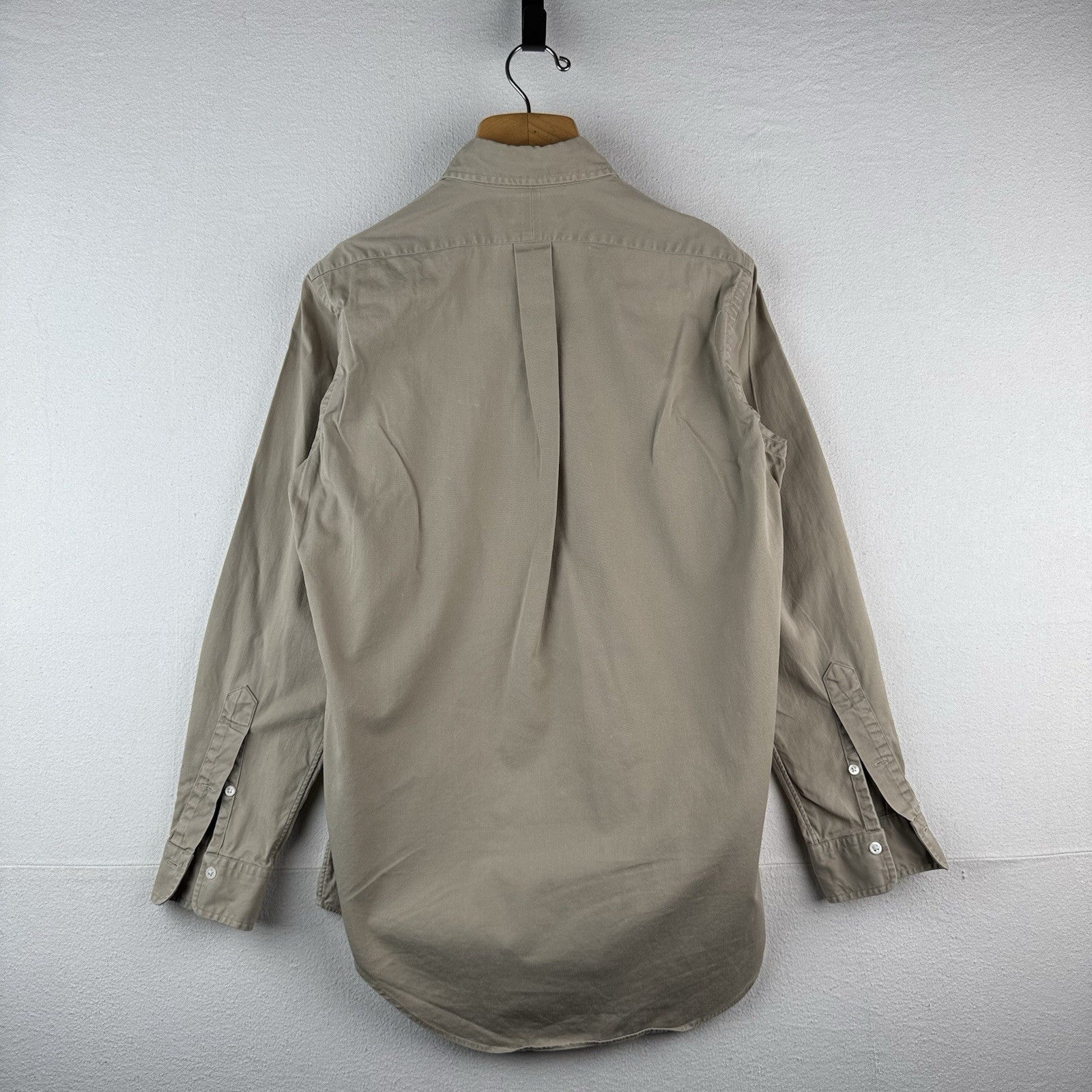 Vintage Polo Ralph Lauren Button Down Shirt Men's Small Large Khaki 100% Cotton