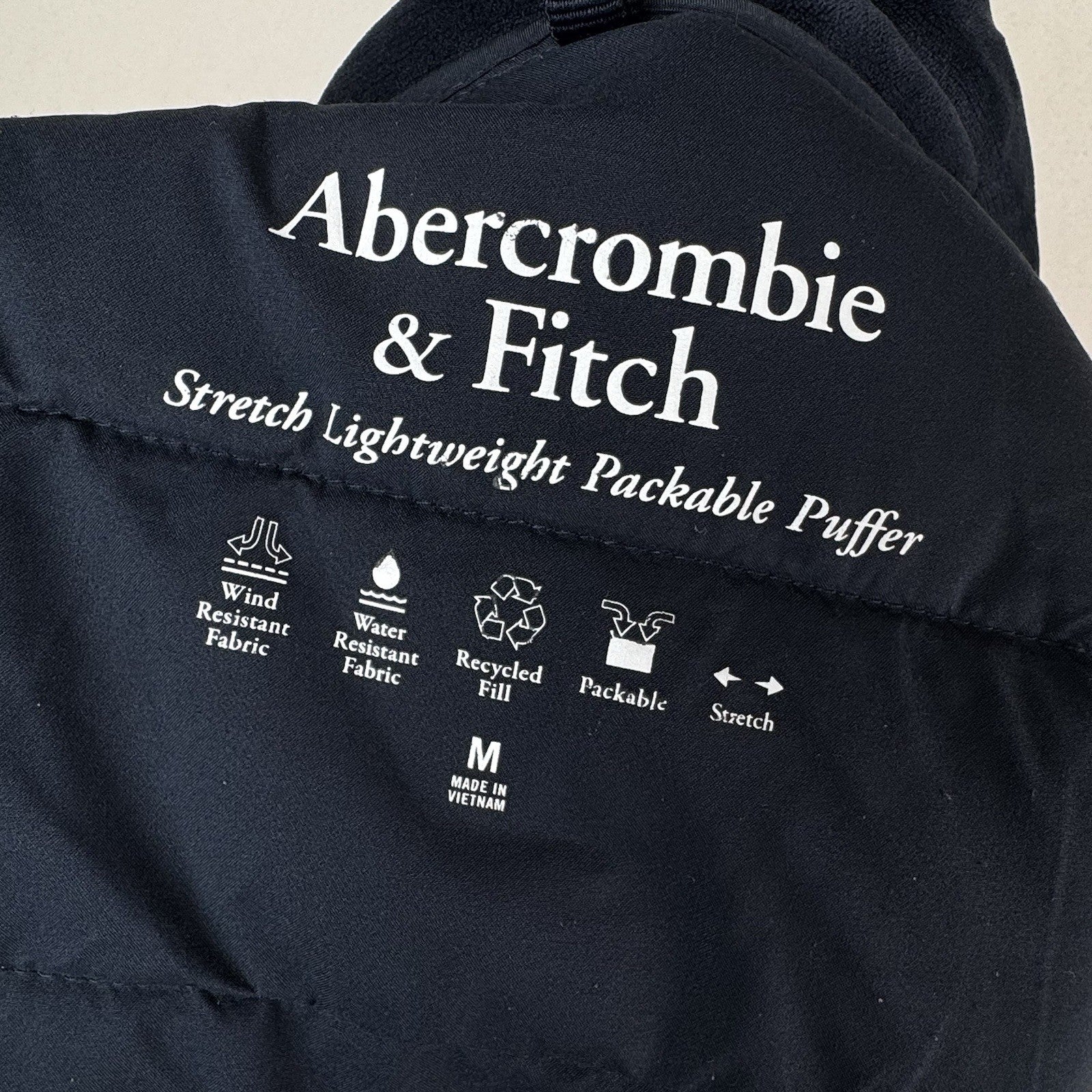 Abercrombie & Fitch Packable Puffer Jacket Women’s Medium Blue Removable Hood
