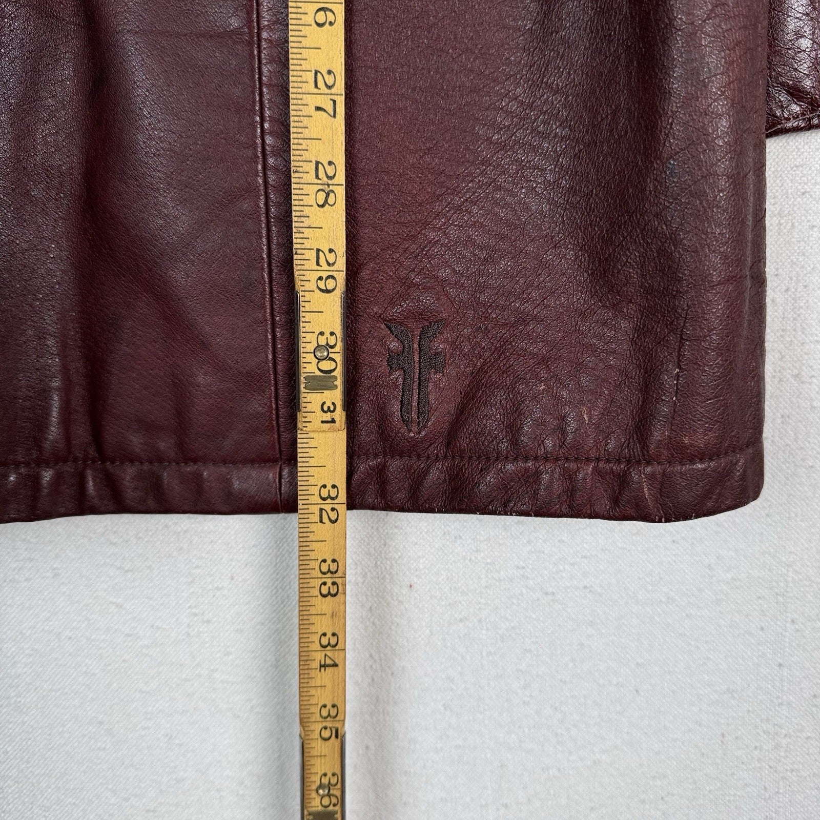 Vintage 90s Frye Leather Womens Large Jacket Coat Rust Brown Maroon Button Front