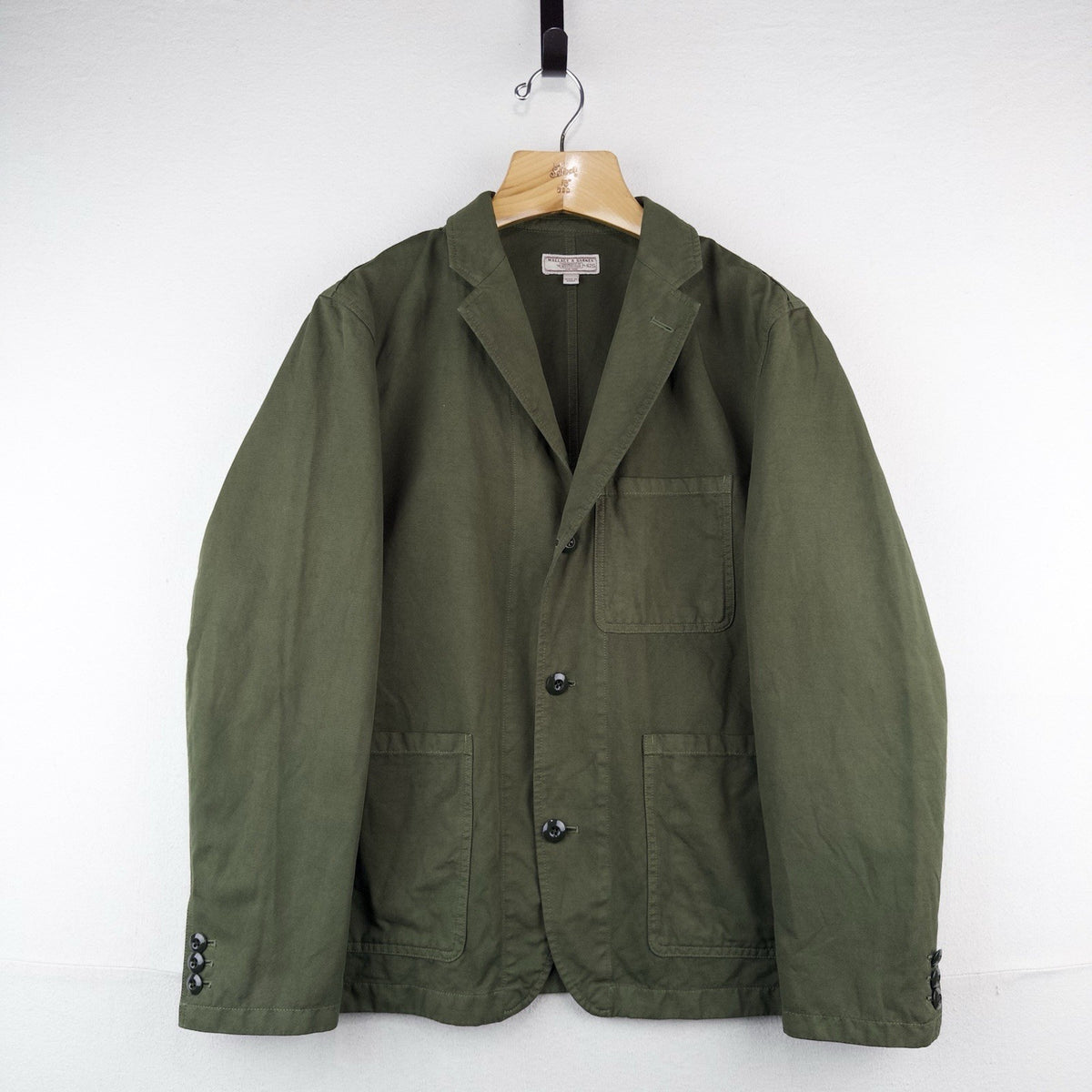 Wallace Barnes Tessuti Sondrio Olive Green Cotton Workwear Chore Coat Blazer 42S