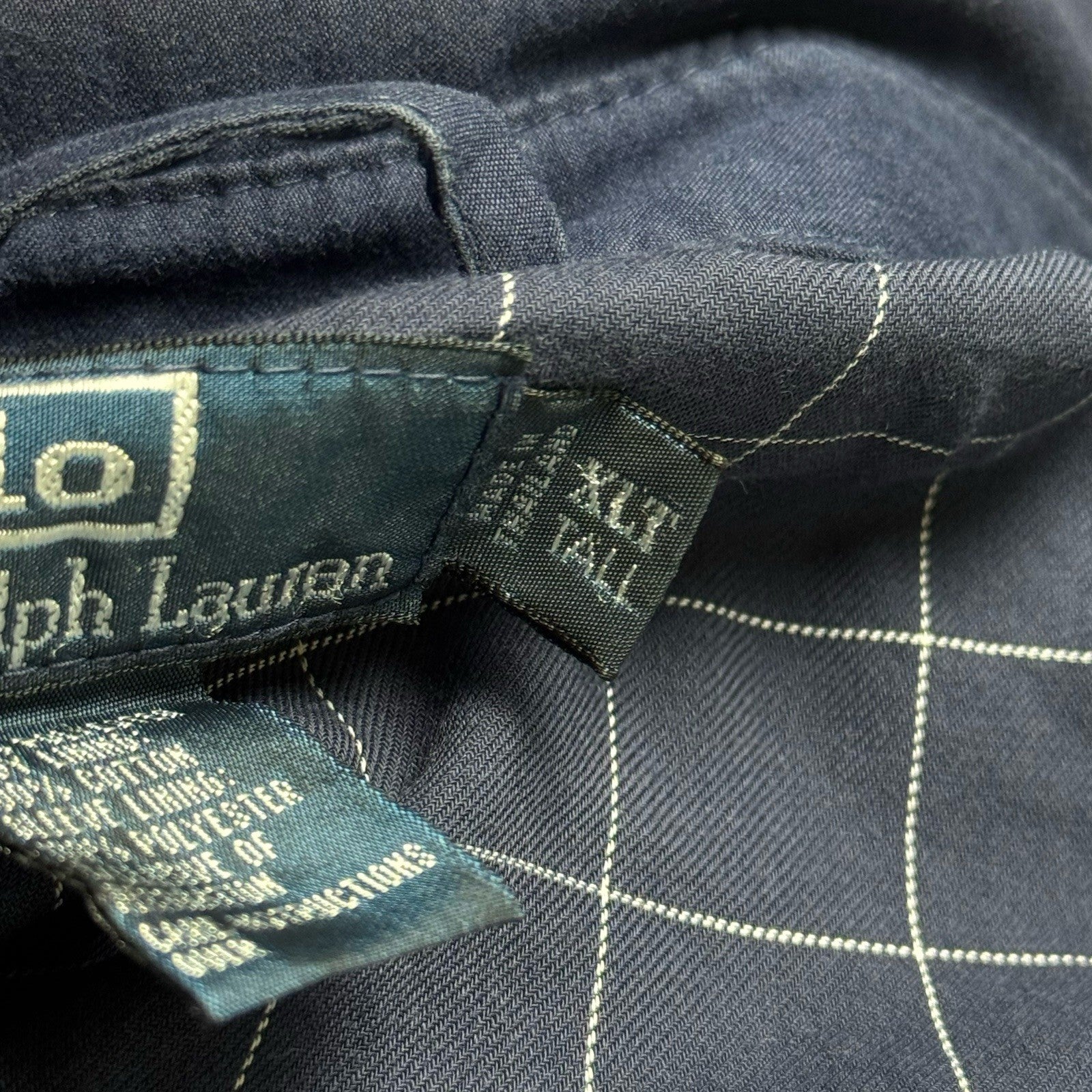 Polo Ralph Lauren Cotton Plaid Lined Harrington Jacket Blue XL Tall