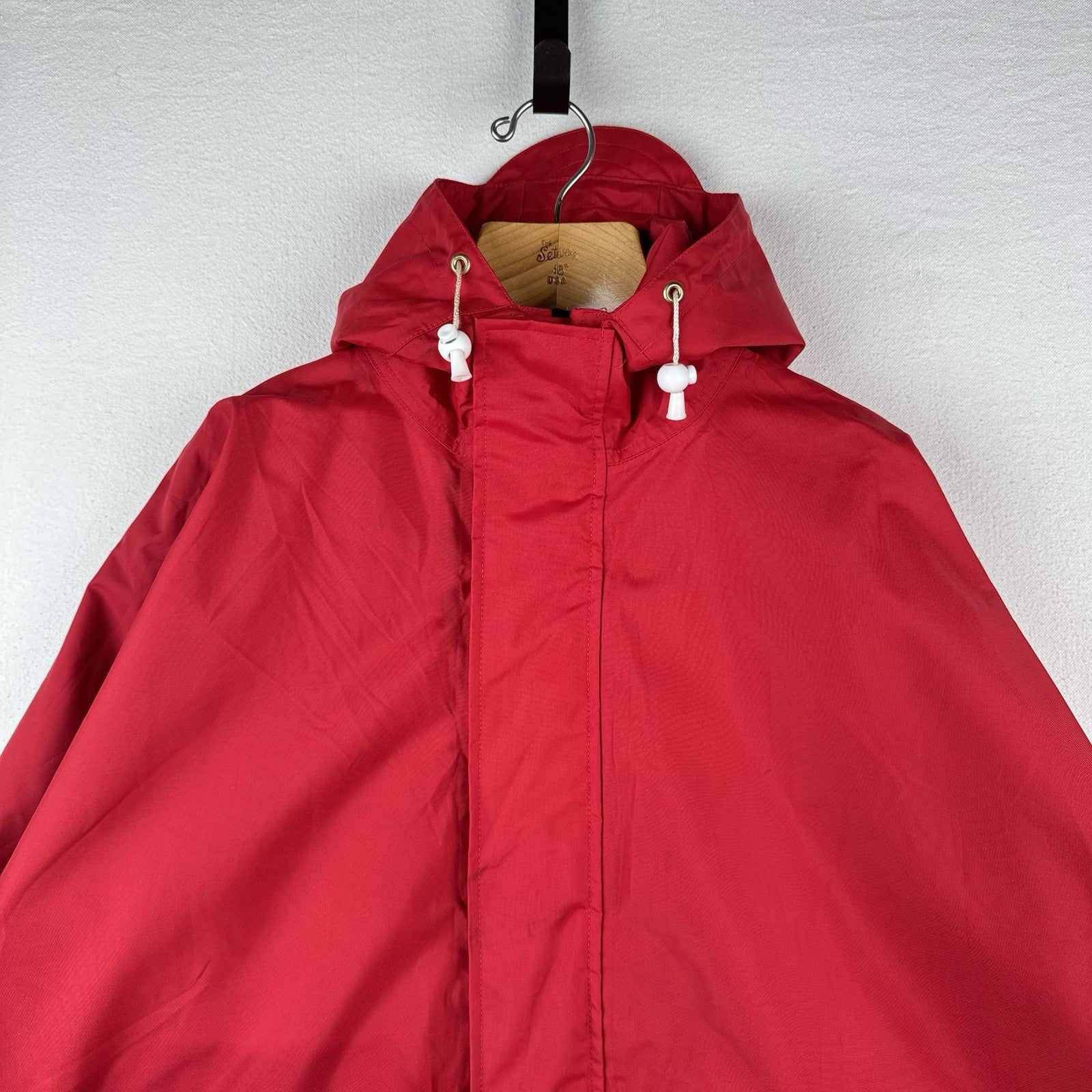 Vtg Sea Gear North Sea Fishing Jacket Mens L  Red Zip Hooded 41118 Raincoat