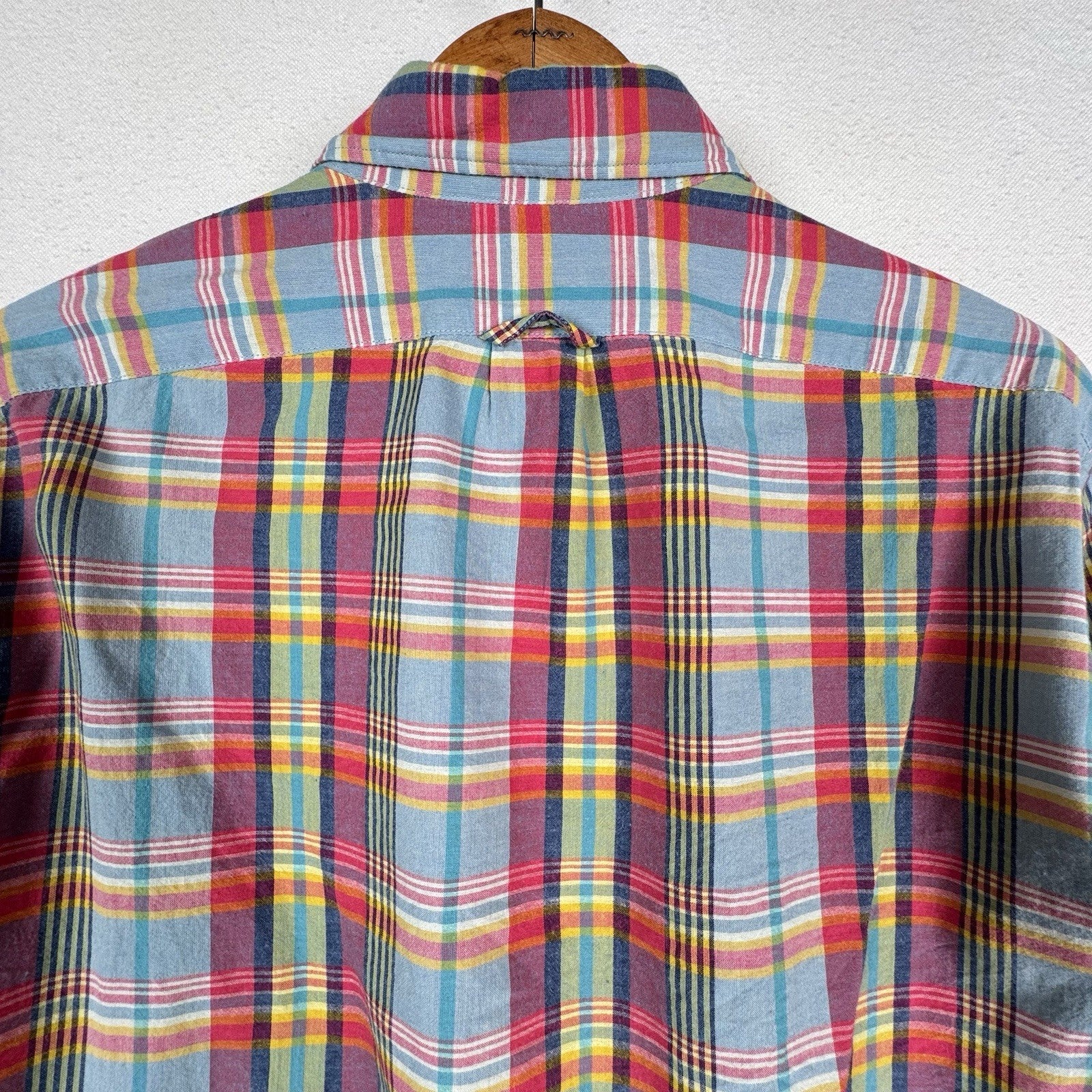J. Crew Mens Medium Slim Fit Indian Madras Plaid Button Down Shirt Long Sleeve