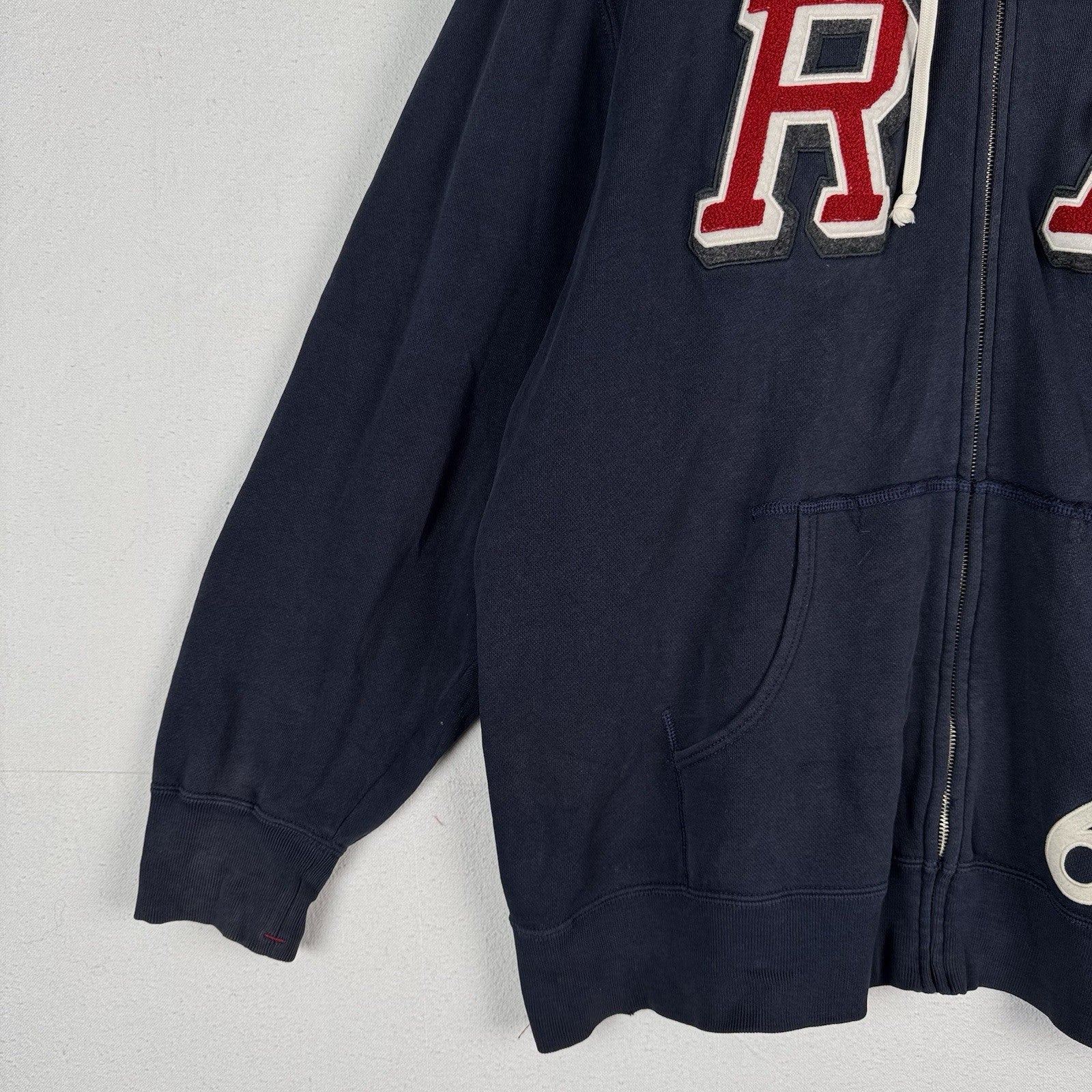 90’s Vtg Polo Jeans Co Ralph Lauren Men’s 2XL RL Letterman Full Zip Hoodie Blue