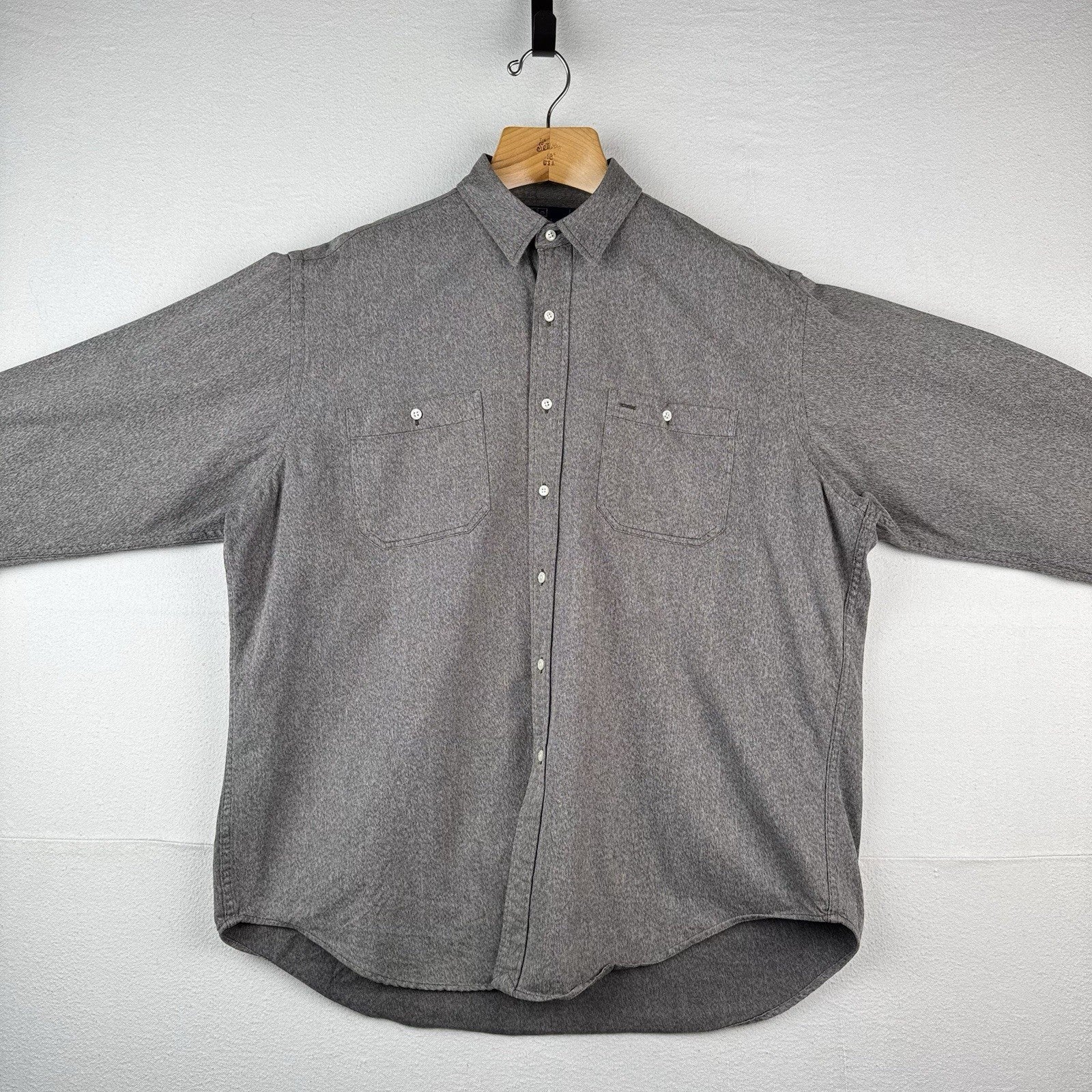 90’s Vintage Polo Ralph Lauren Men’s XL Cotton Workshirt Grey Brown