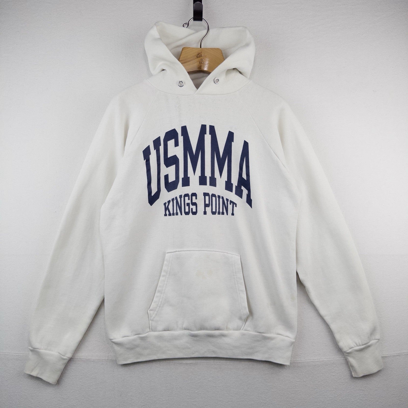 80’s Vtg Champion USMMA Merchant Marine Academy Kings Point XL White Hoodie USA