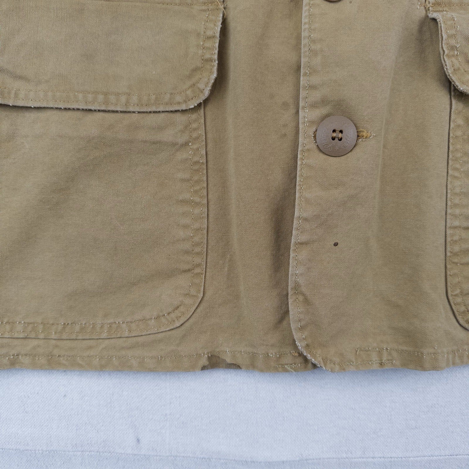 50's Vtg JC Higgins Hunting Shooting Vest Mens L (44) Canvas Khaki Tan Sportsman