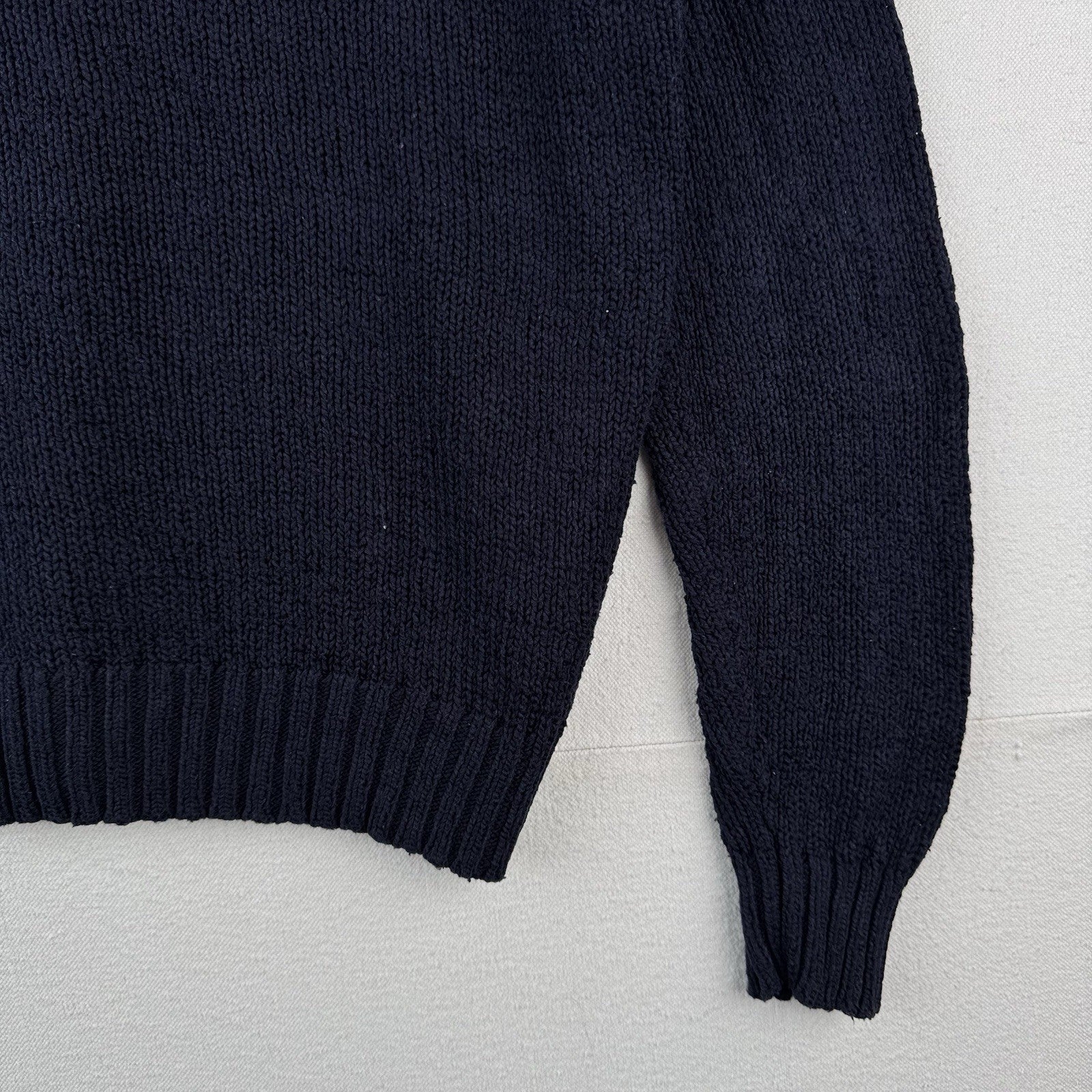 90s Vtg Polo Ralph Lauren Sweater Men's M Navy 100% Cotton Crewneck Red Pony