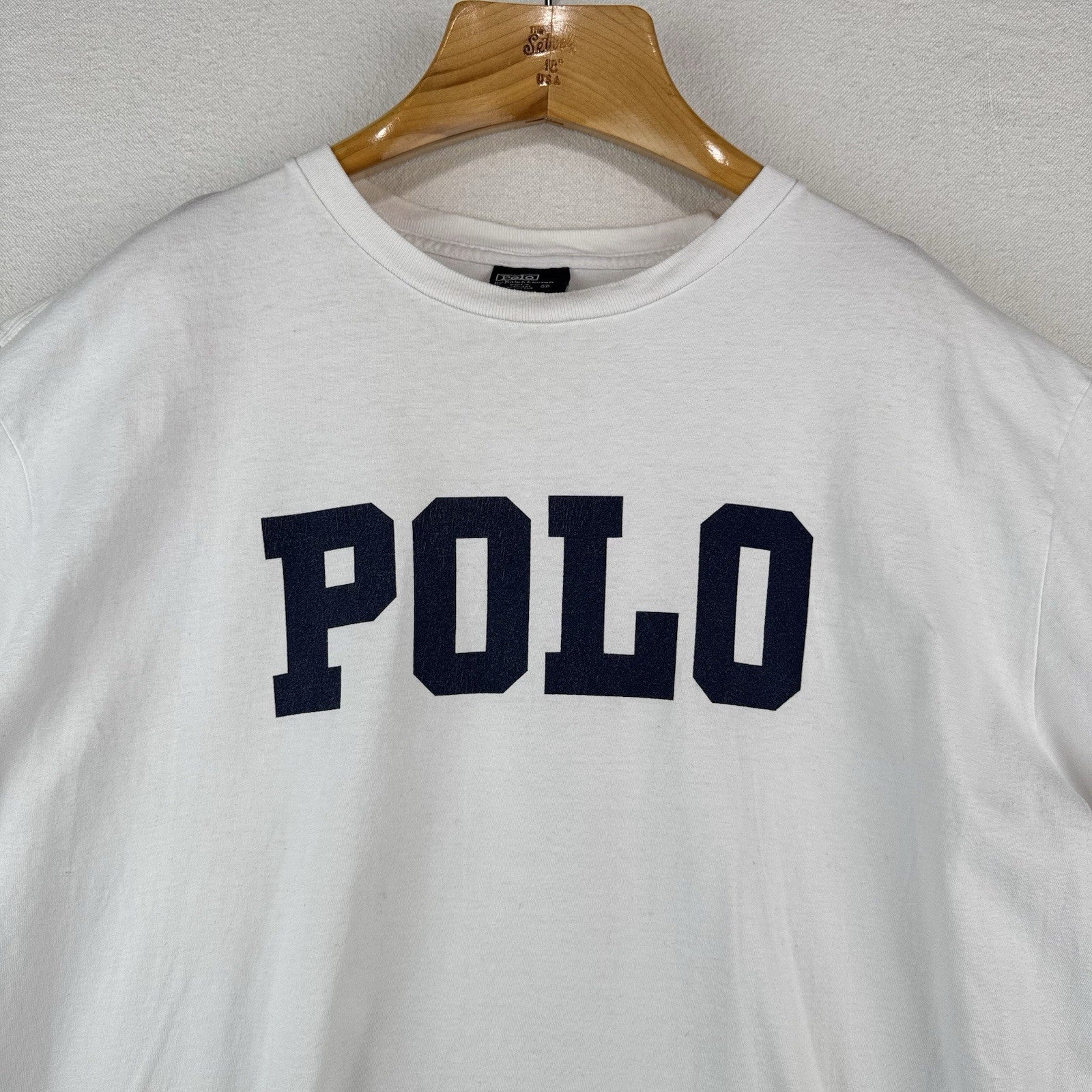90s Vintage Polo Ralph Lauren T Shirt XL College Spell Out White