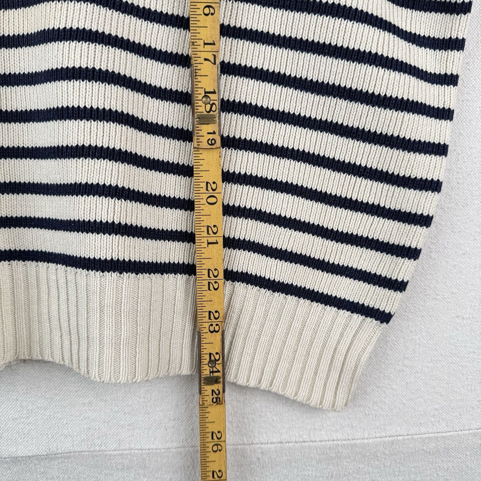 Ralph Lauren Nautical Striped Turtleneck Sweater Navy Blue White Women’s Medium