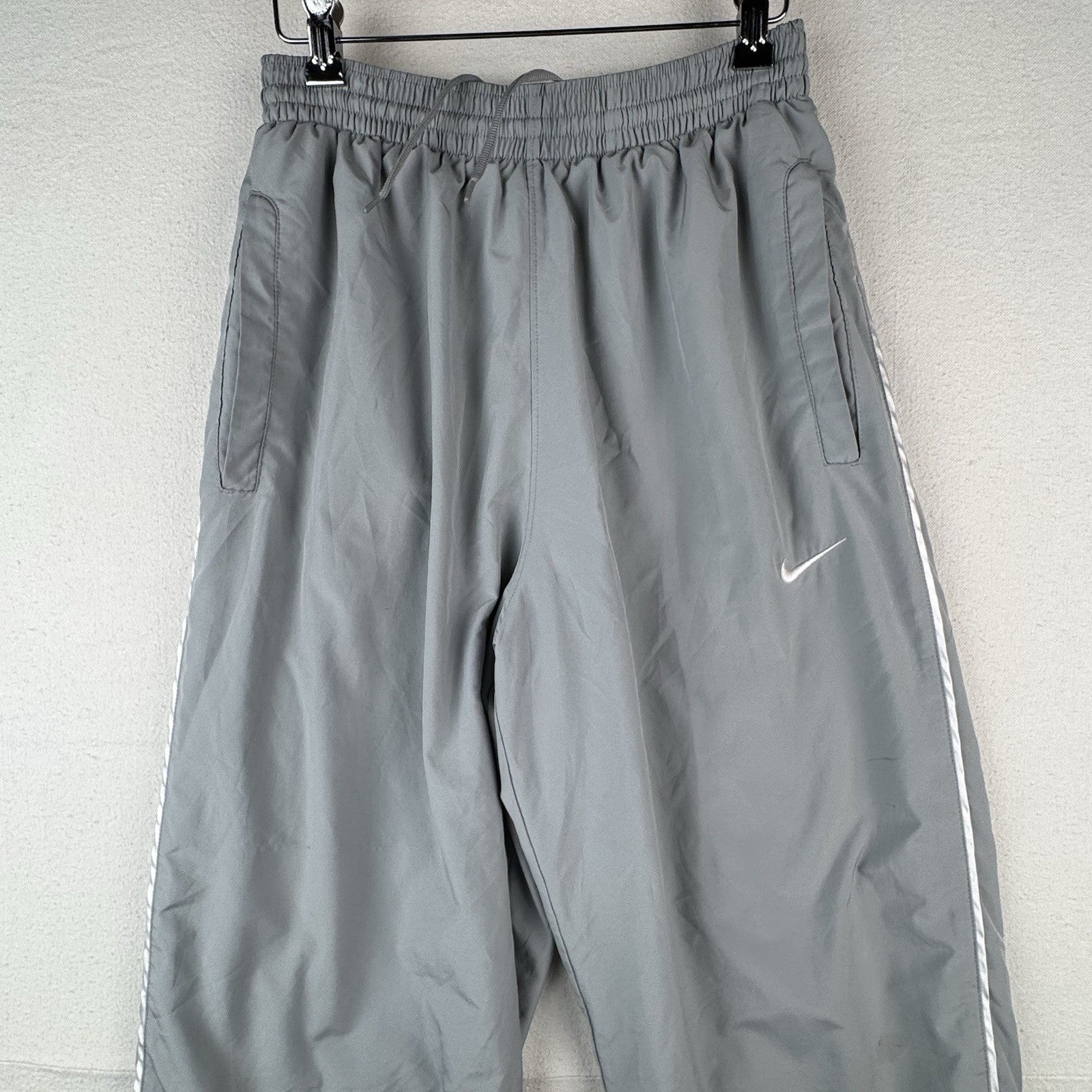 Vintage Nike Dri Fit Track Pants Mens M Gray Polyester Mesh Lined Ankle Zip